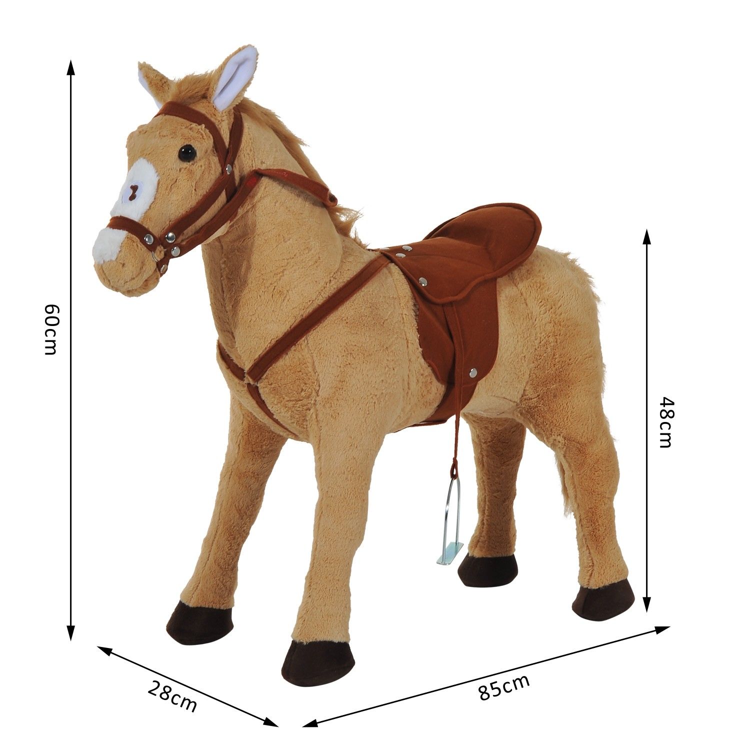 Cavalo de Brinquedo com Sons – 85x28x60 cm – Marrom e Bege – Metal