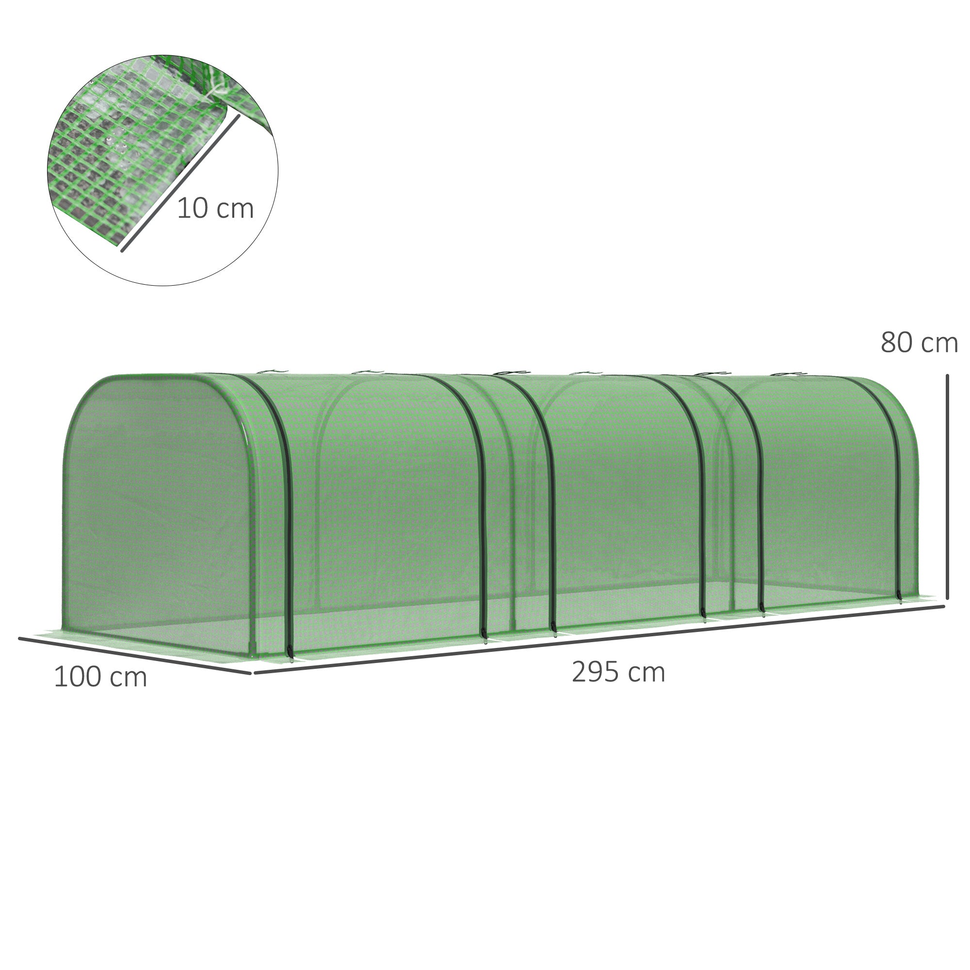 Estufa para Jardim – 295x100x80 cm – Verde – Aço e PVC