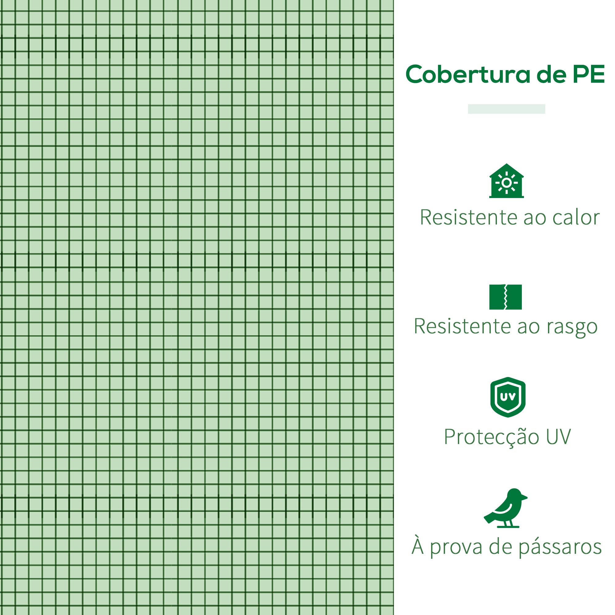 Estufa para Jardim – 295x100x80 cm – Verde – Aço e PVC