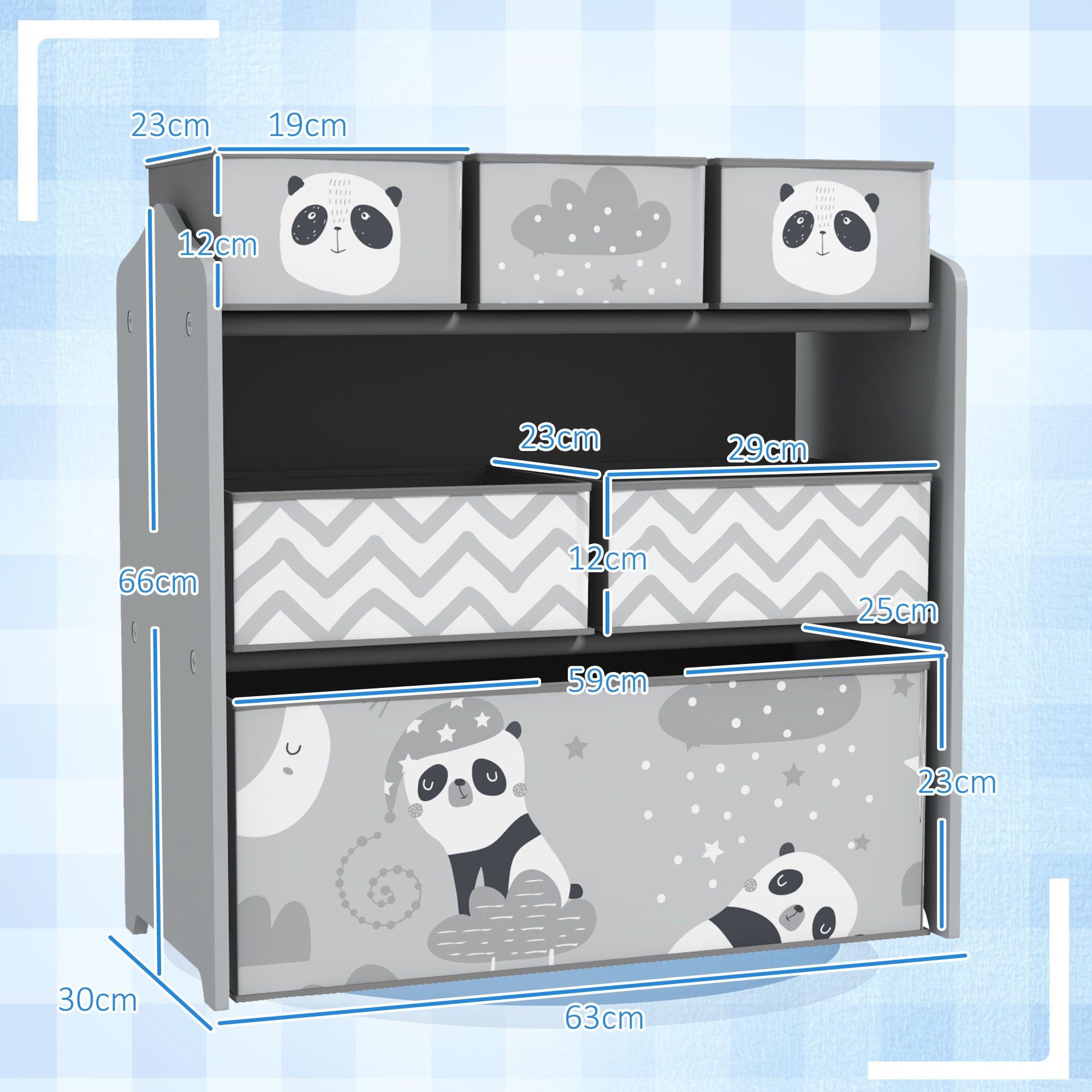 Estante Organizadora de Brinquedos Cinzenta 63x30x66 cm