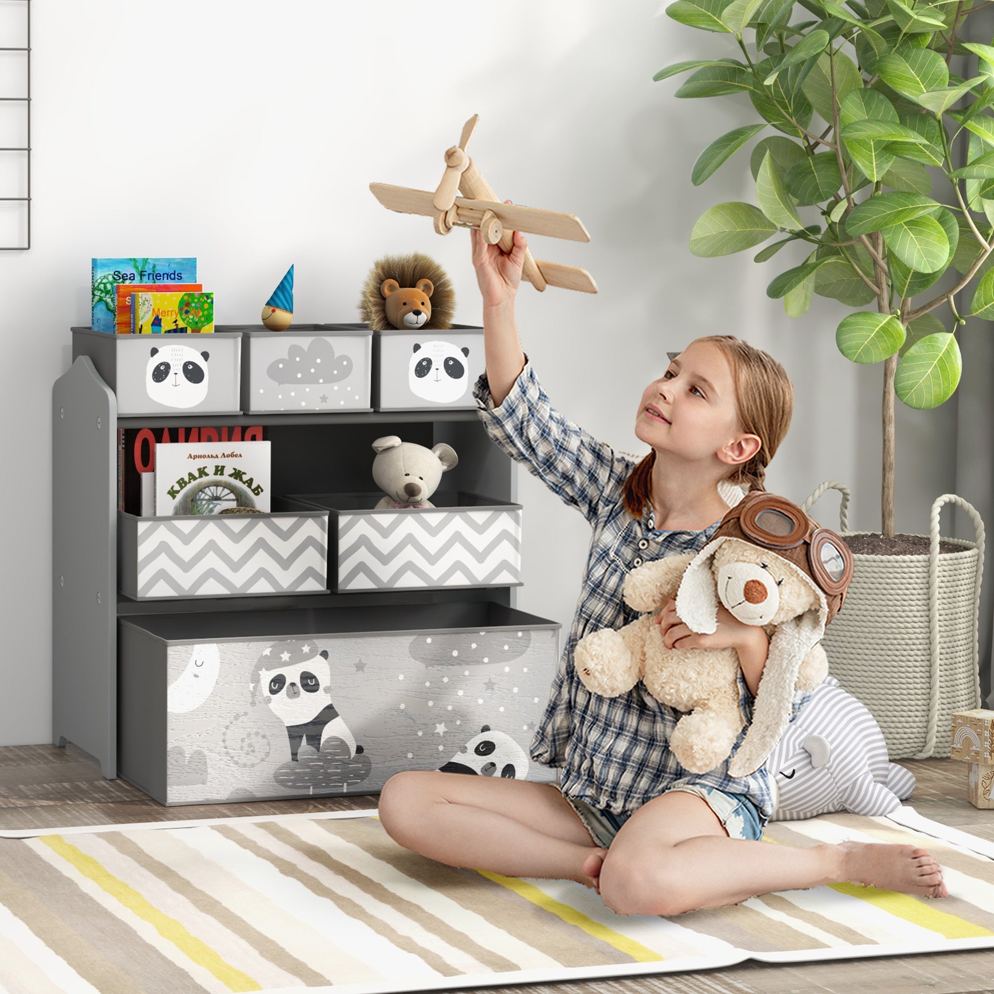 Estante Organizadora de Brinquedos Cinzenta 63x30x66 cm