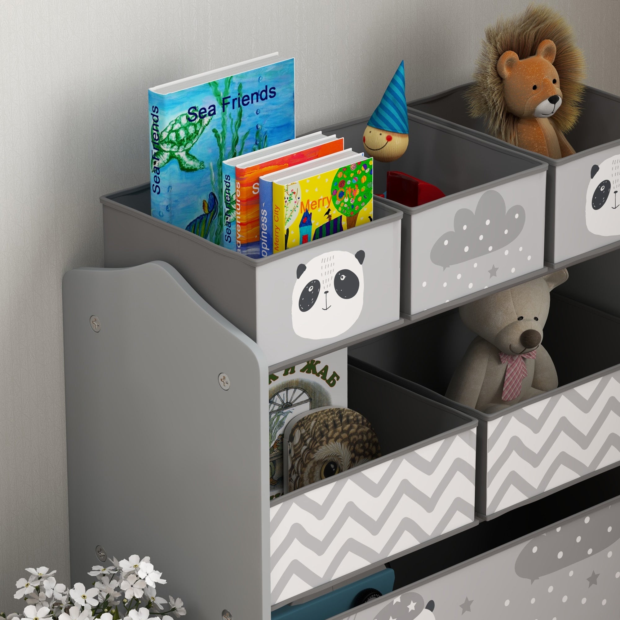 Estante Organizadora de Brinquedos Cinzenta 63x30x66 cm