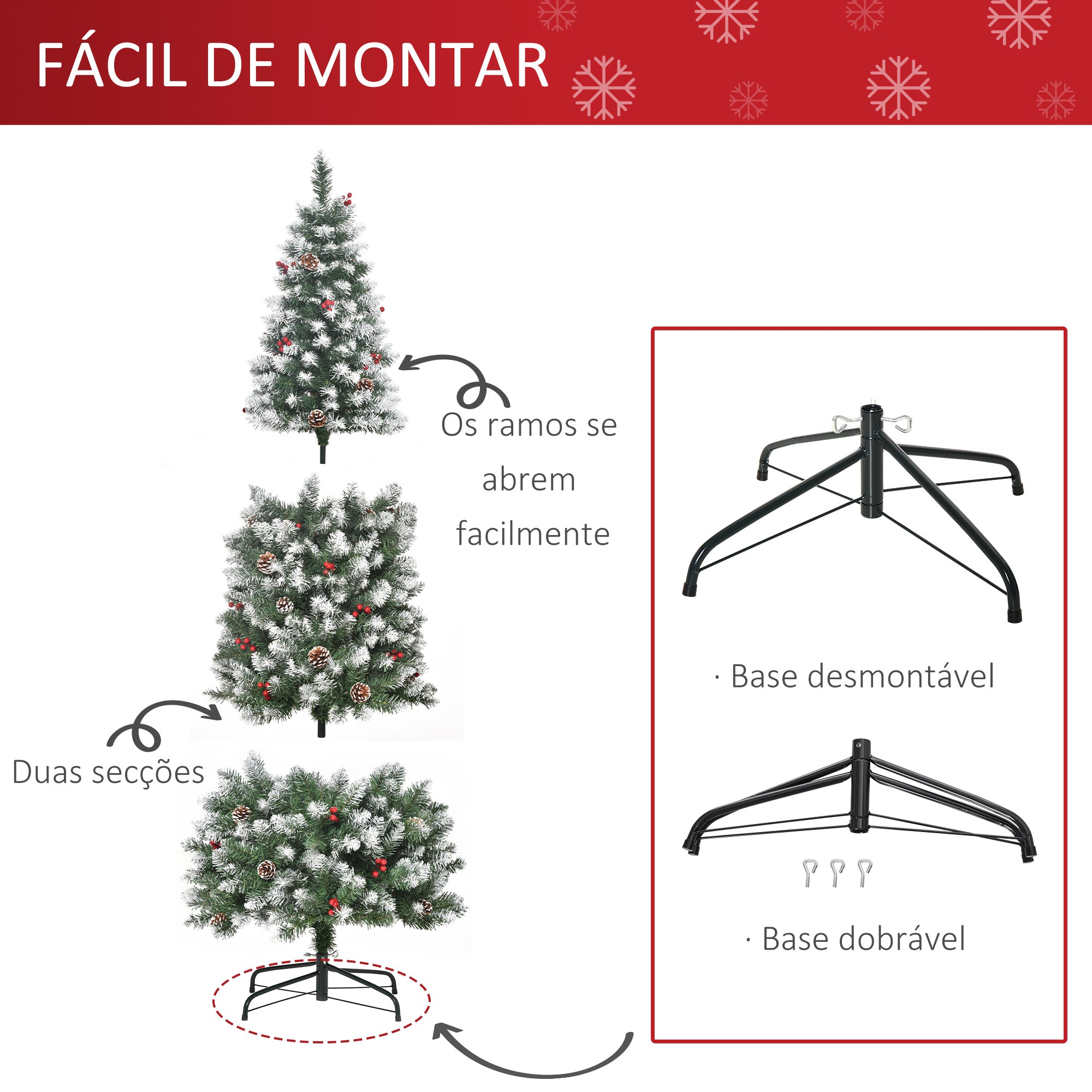Árvore de Natal Artificial – 180 cm – Verde – PVC