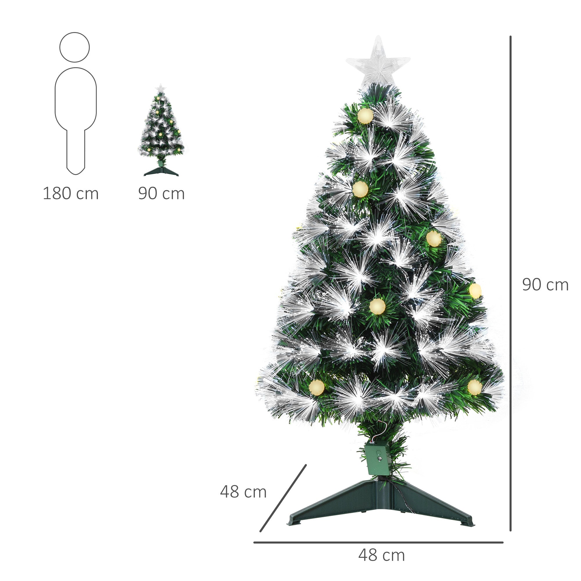 Árvore de Natal 90 cm Verde com Fibra Óptica e Luzes LED