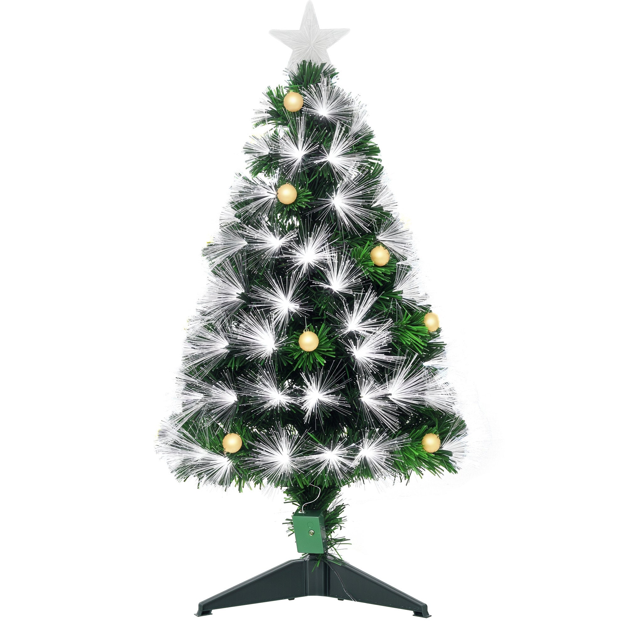 Árvore de Natal 90 cm Verde com Fibra Óptica e Luzes LED