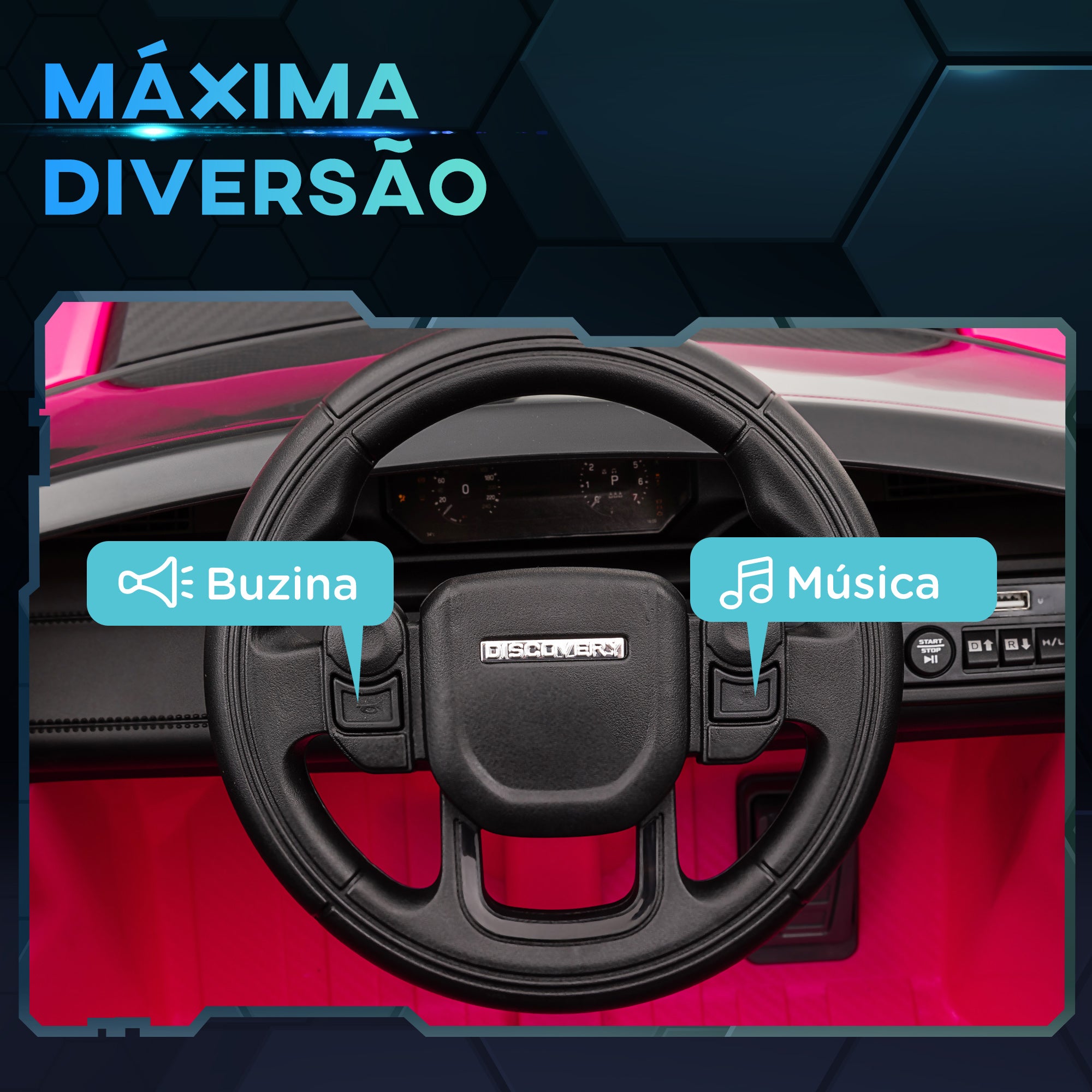 Carro Elétrico Infantil Rosa 106x65,5x51 cm com Licença Land Rover