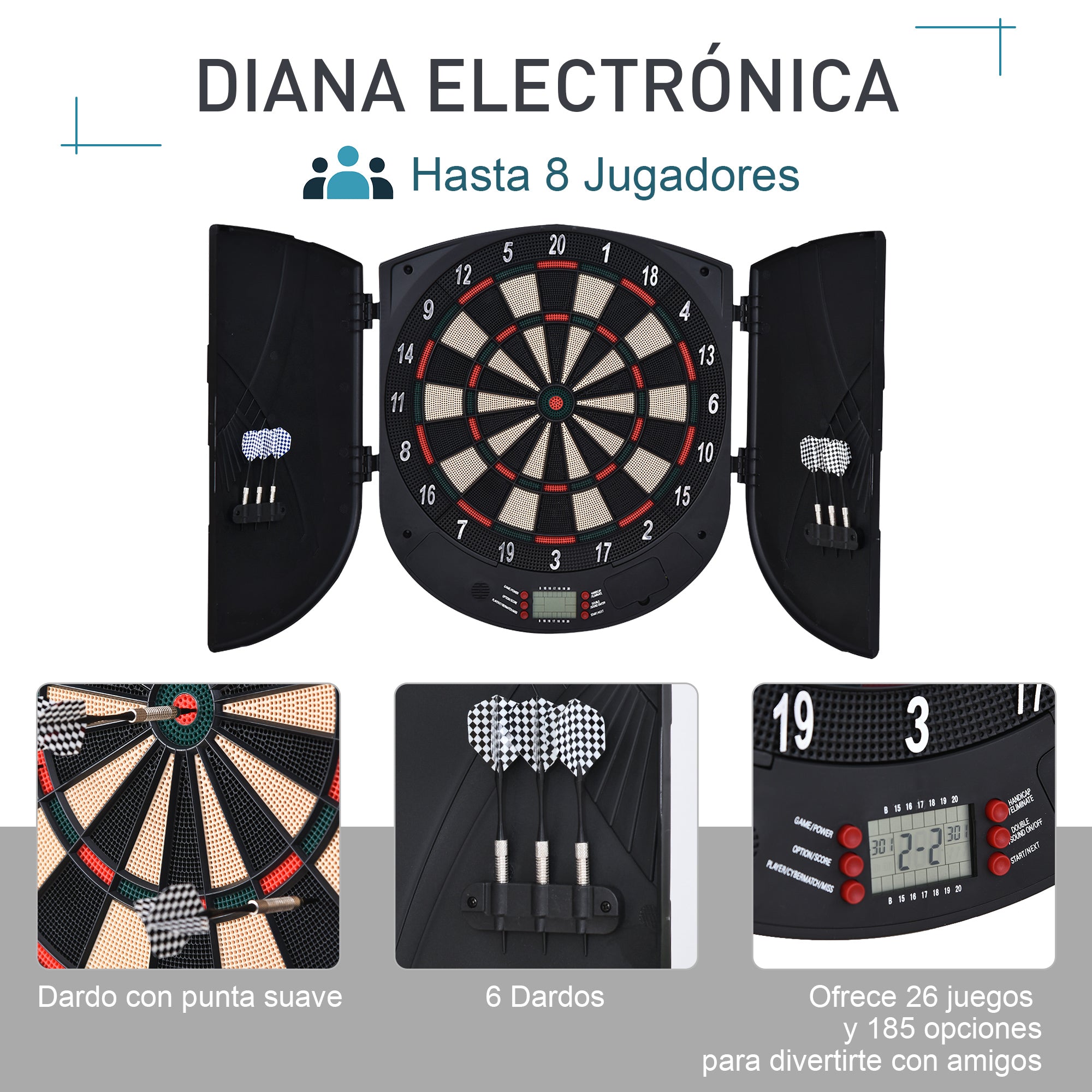 Alvo Eletrónico Digital com 6 Dardos 46,5x4,4x50,5 cm - Preto e Laranja Escuro