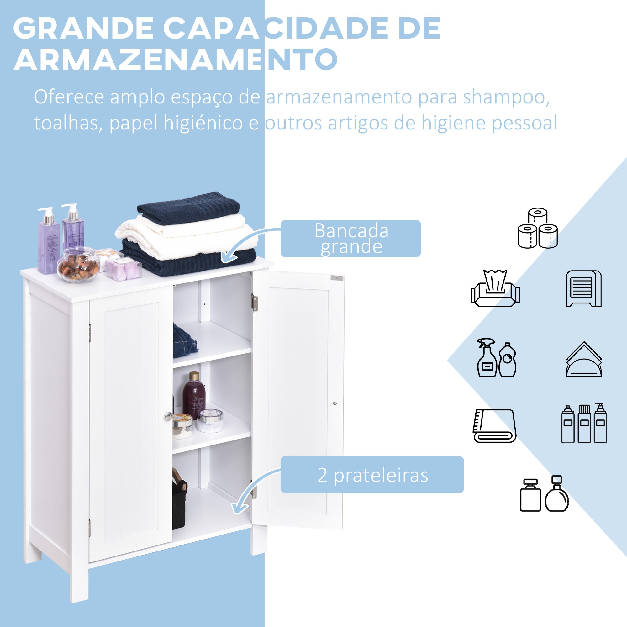 Armário de Casa de Banho Compacto 60x30x80cm - Branco