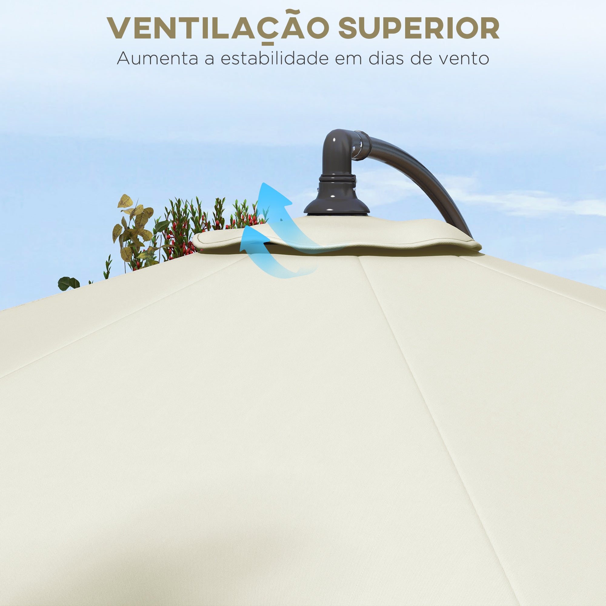 Toldo de Substituição Ø295 cm Creme Branco para Chapéu de Sol