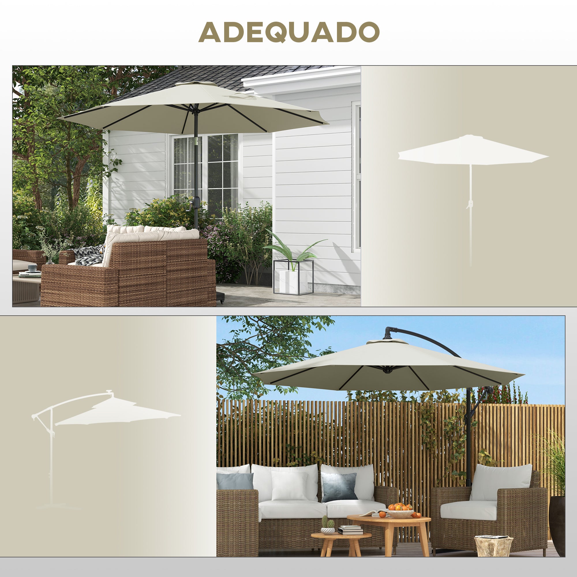 Toldo de Substituição Ø295 cm Creme Branco para Chapéu de Sol