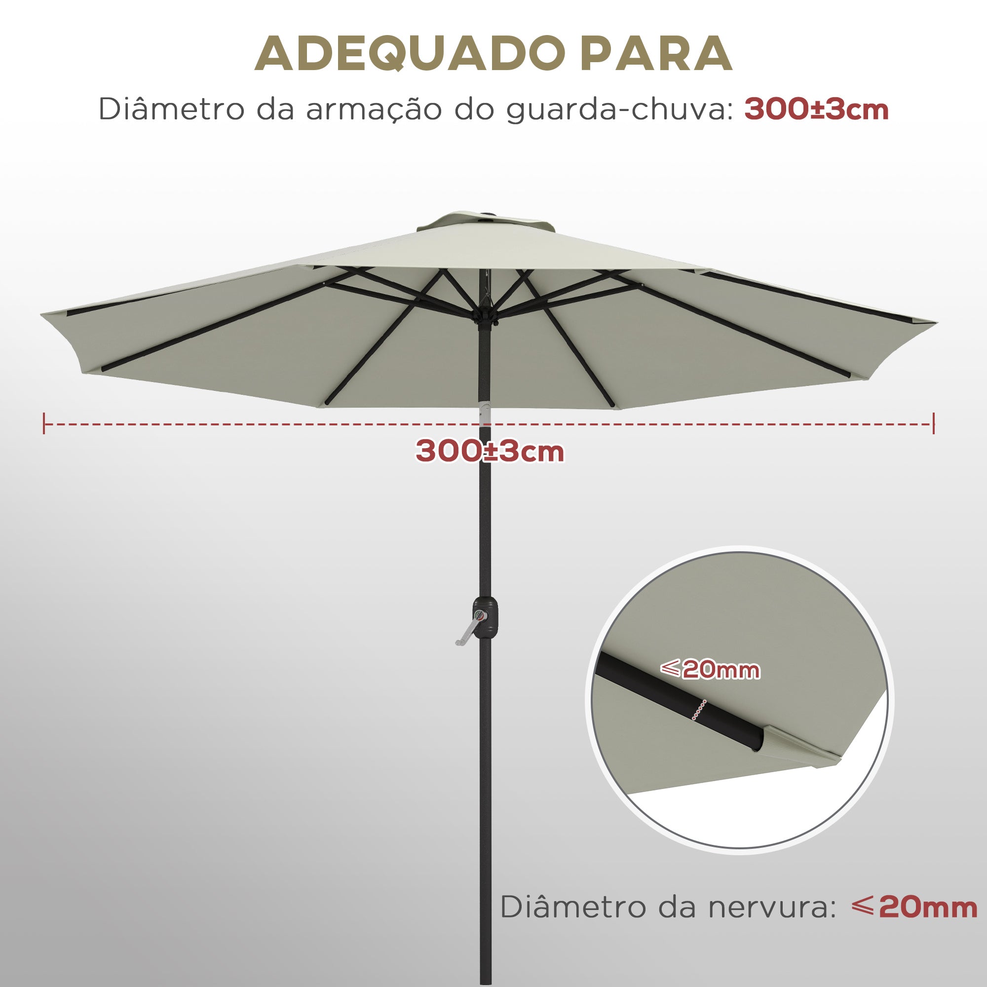 Toldo de Substituição Ø295 cm Creme Branco para Chapéu de Sol