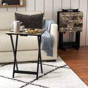 Conjunto de Mesas Dobráveis – 48 x 40 x 67 cm – Imitacao Mármore – Madeira de Borracha