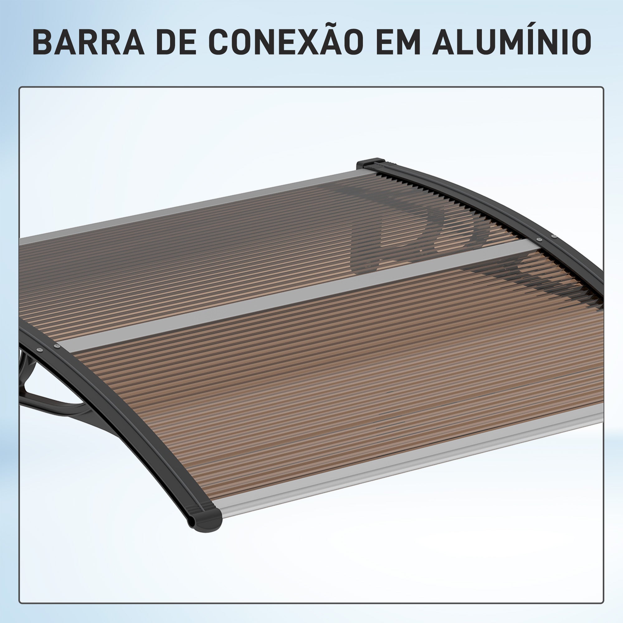Marquise de Proteção/Toldo – 75x100 cm – Marrom e Preto – Policarbonato, alumínio e PP