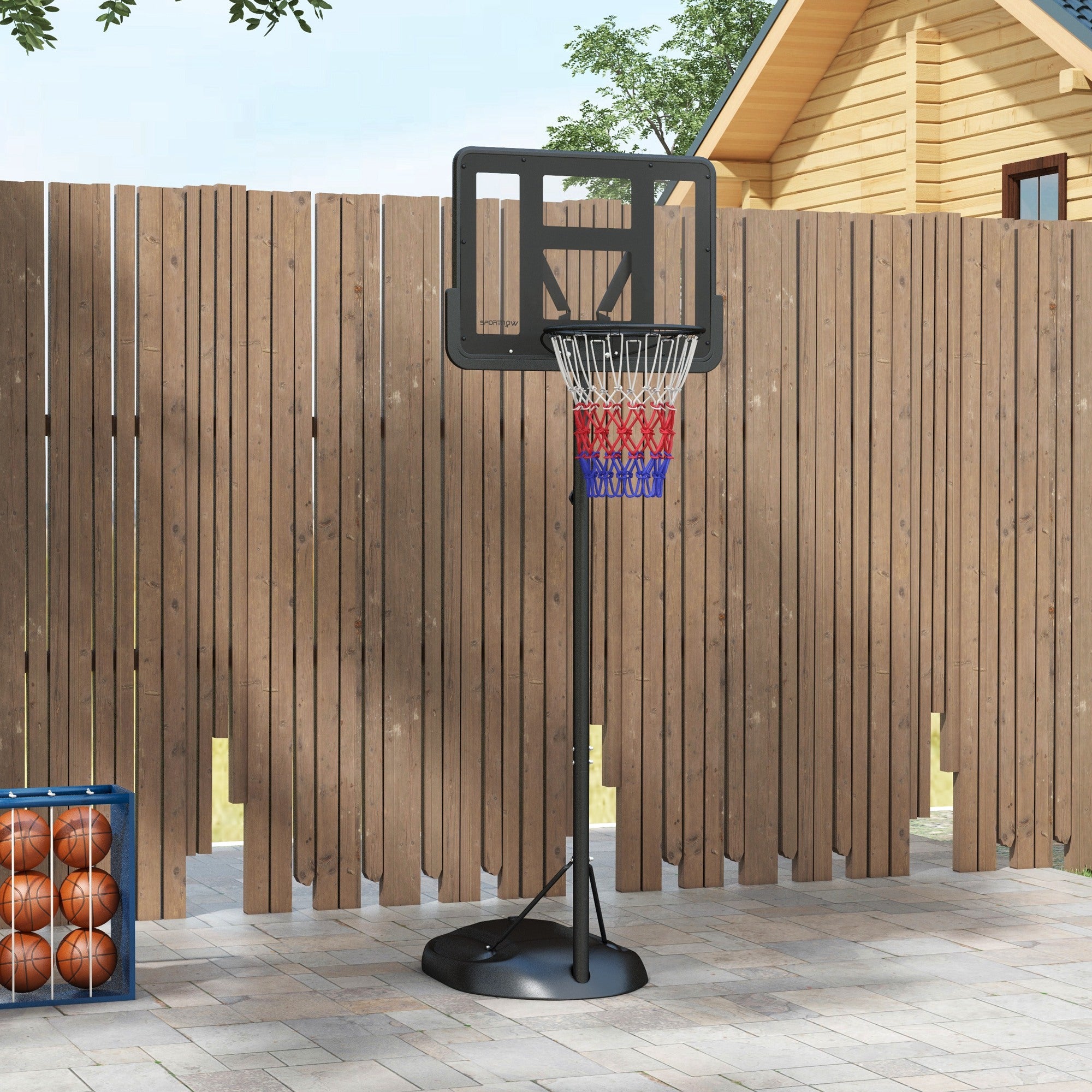 Tabela de Basquetebol com Altura Ajustável 216-277 cm - Cor Preto