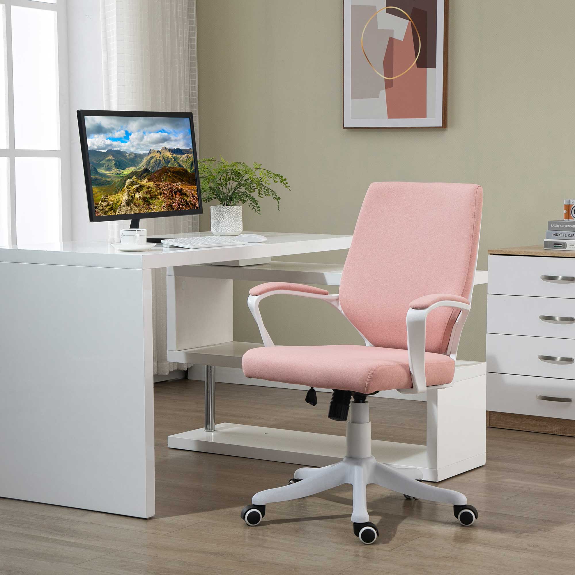 Cadeira de Escritório Ergonómica Rosa 62x69x92-100 cm