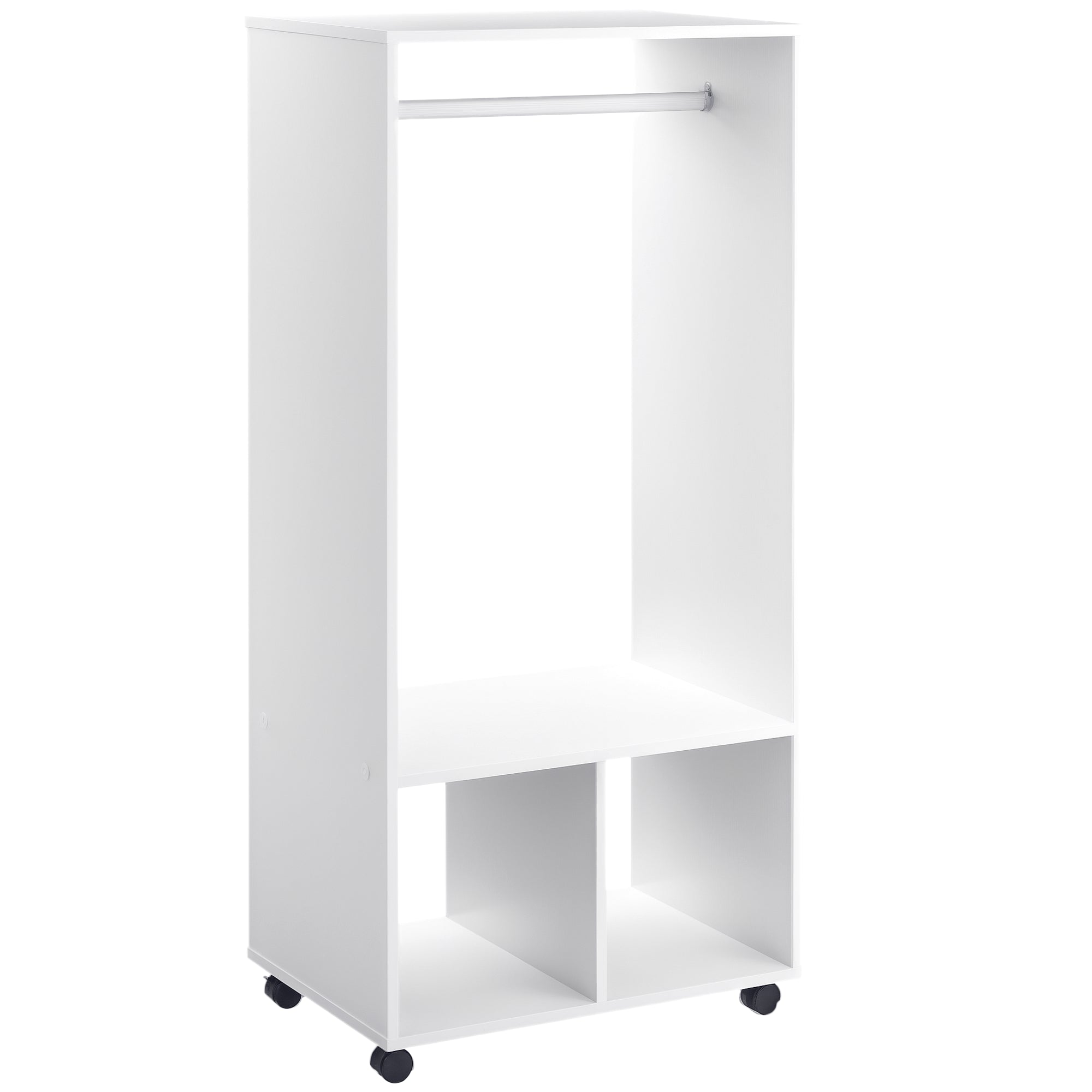 Roupeiro Aberto Branco 60x40x128 cm - Barra para Pendurar e Prateleiras Organizadoras