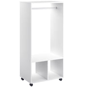 Roupeiro Aberto Branco 60x40x128 cm - Barra para Pendurar e Prateleiras Organizadoras