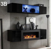 Conjunto de móveis Kaira 3B preto (1,6m)