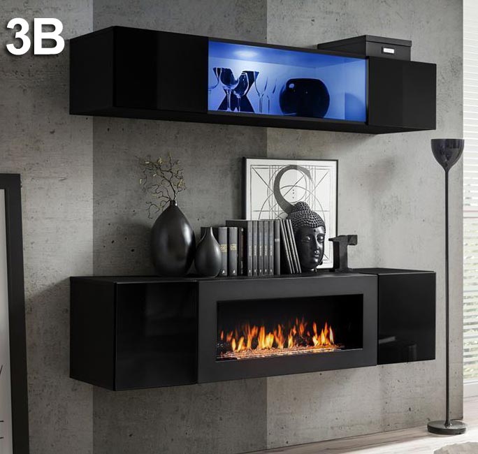 Conjunto de móveis Kaira 3B preto (1,6m)