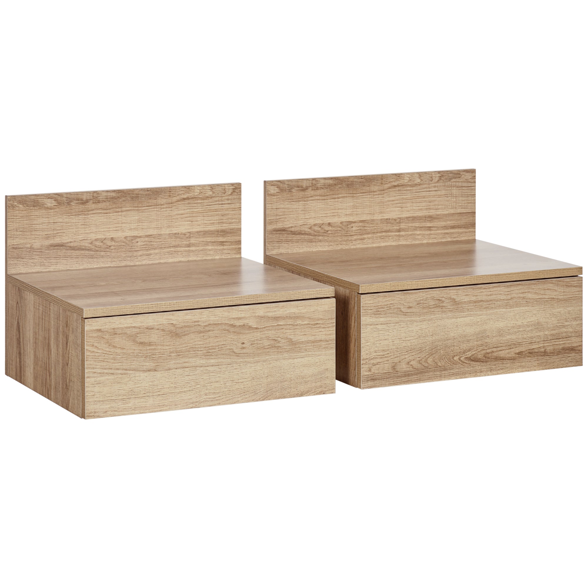 Mesas de Cabeceira Flutuantes Conjunto de 2 - Cor de Madeira Natural 43x36,5x30,5 cm