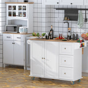 Carrinho de Cozinha com Bancada Rebatível 128,8x75,5x92,5 cm Branco e Madeira