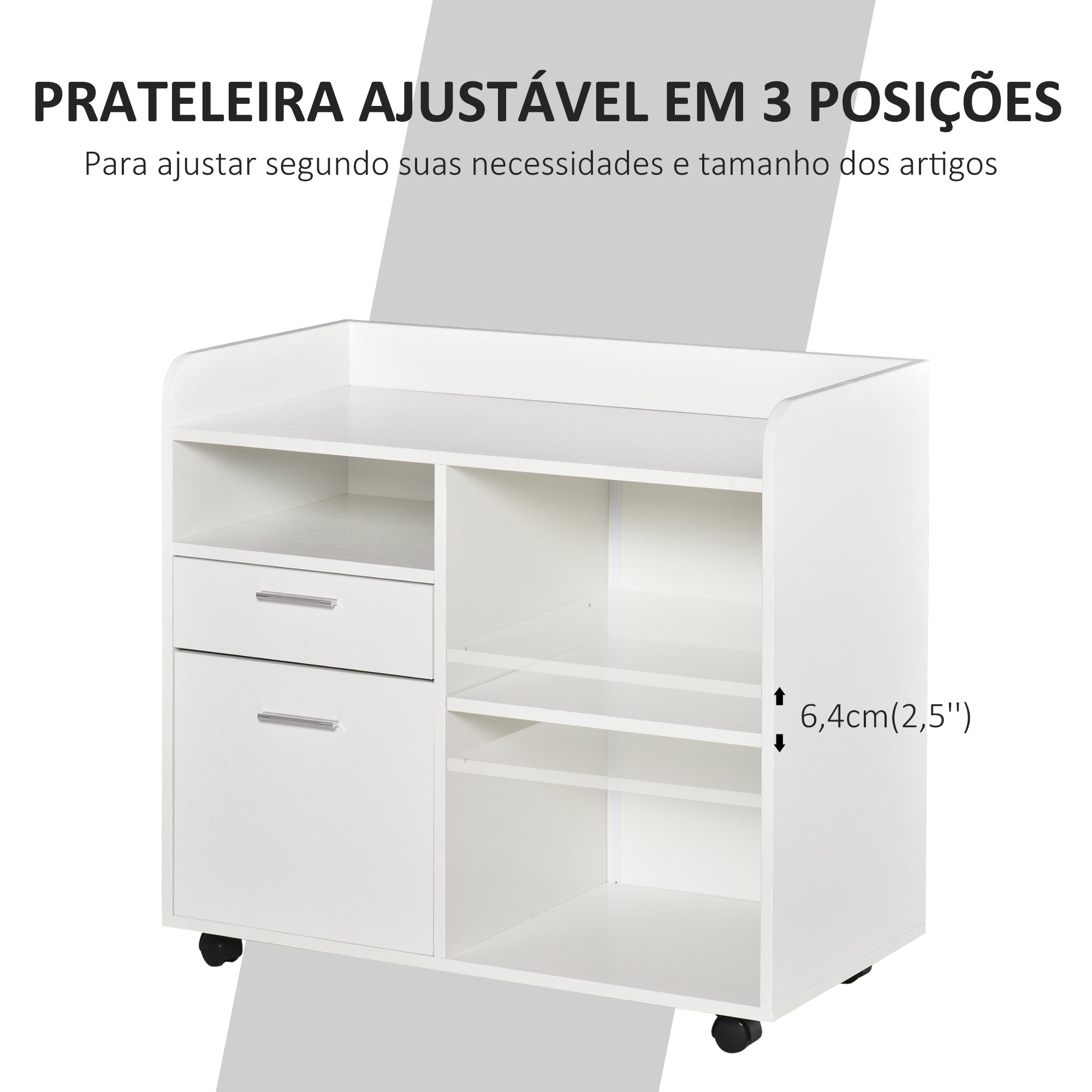 Armário para Impressora Multifuncional - Branco 80x40x72 cm