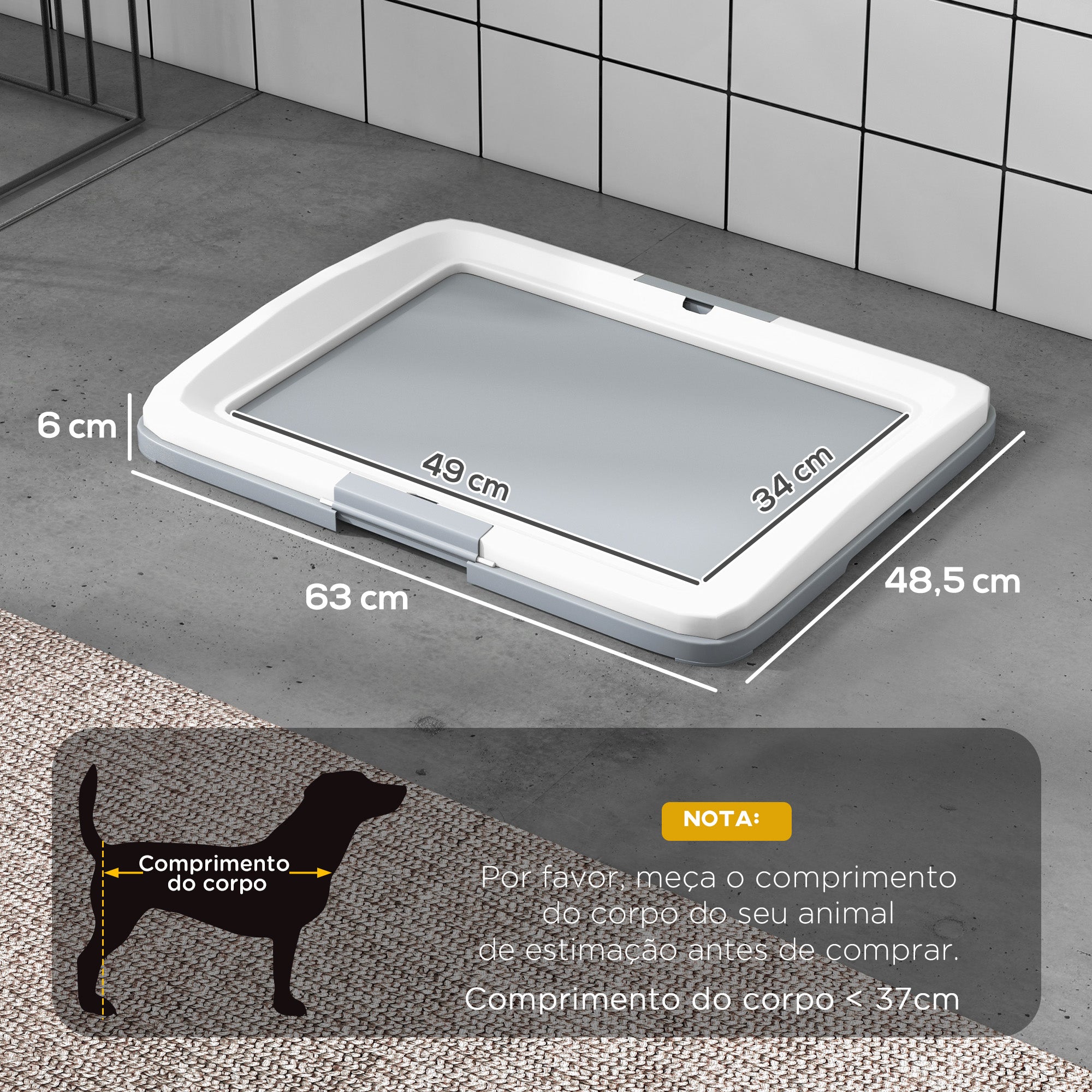 Bandeja Sanitária para Cães 63x48,5x6 cm - Cinza