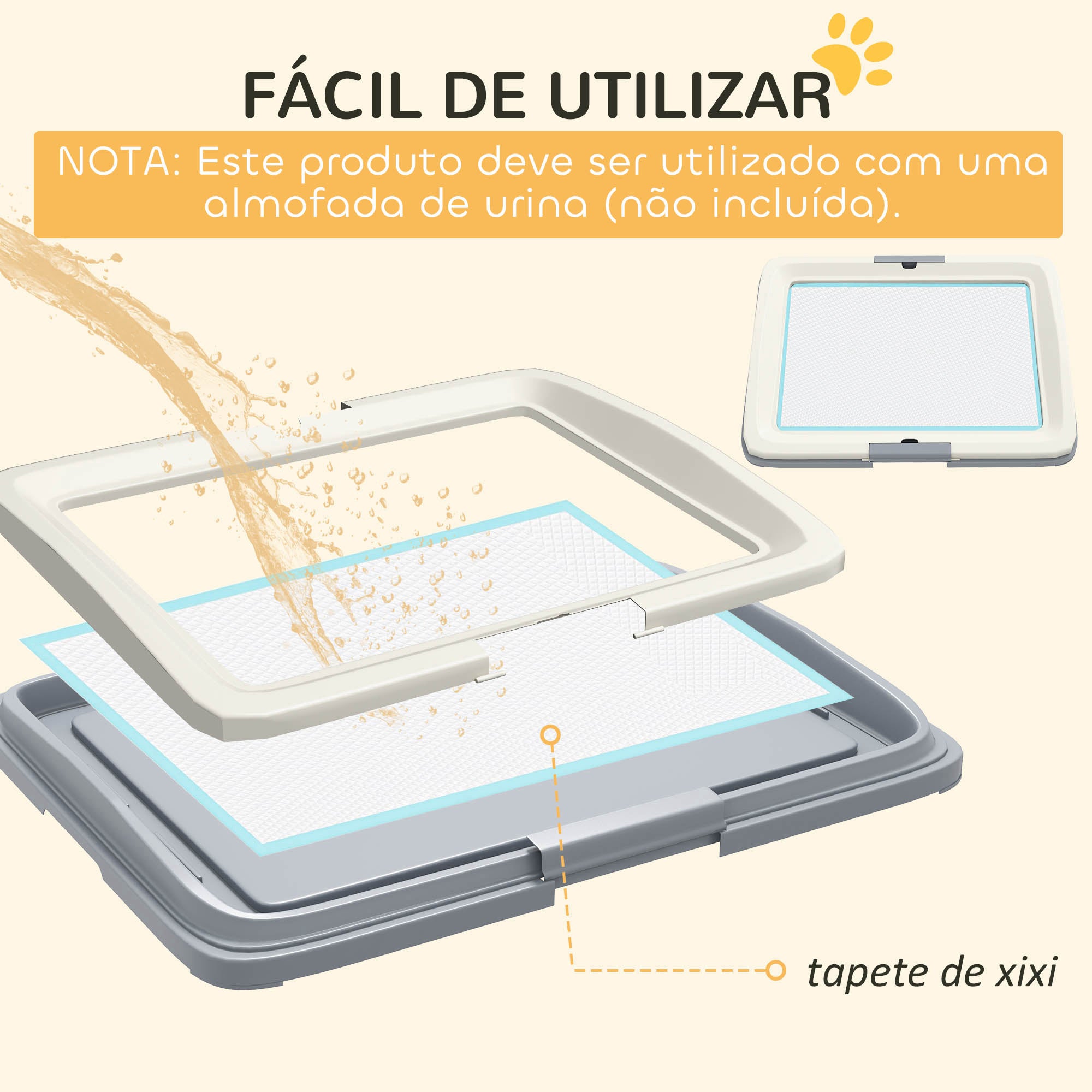 Bandeja Sanitária para Cães 63x48,5x6 cm - Cinza