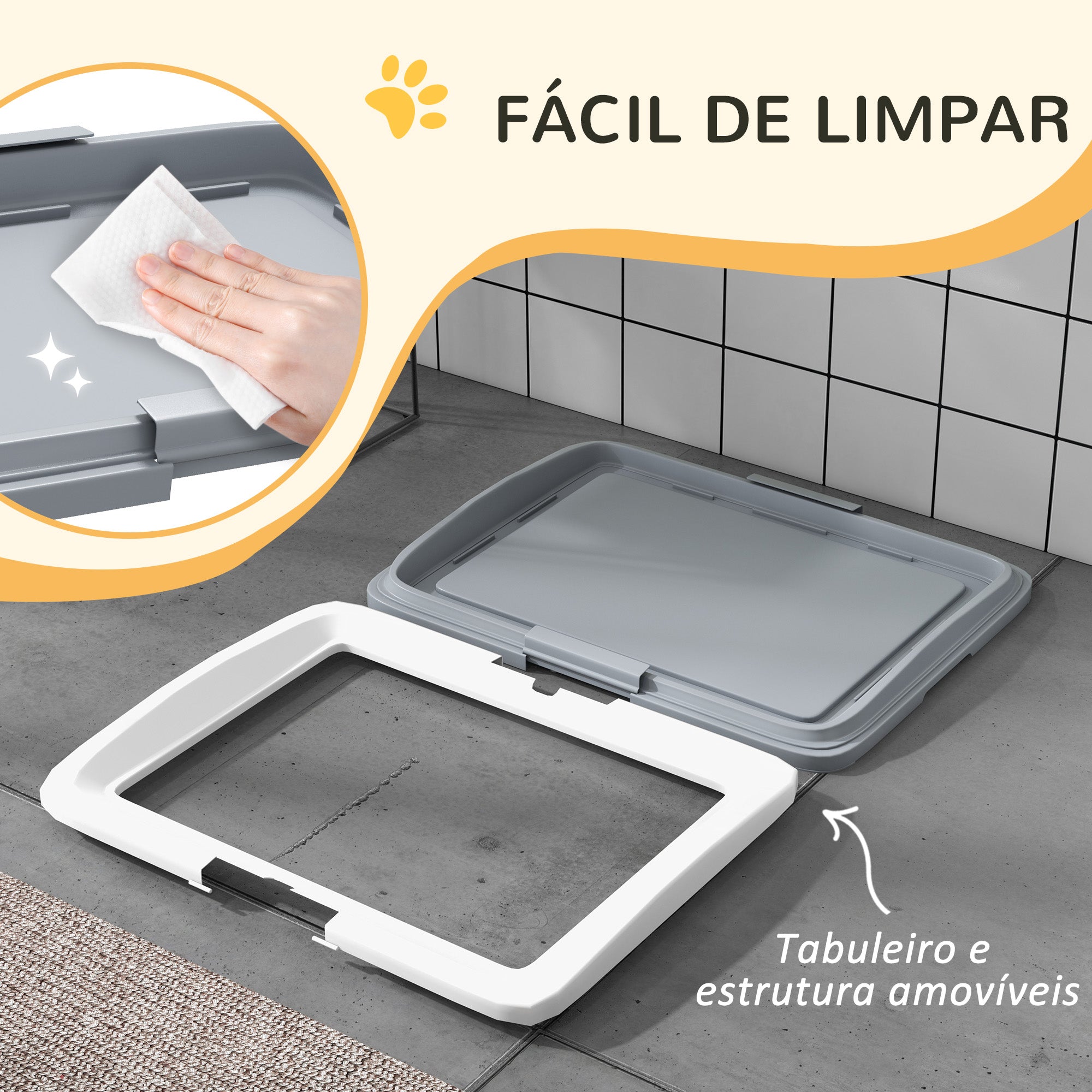 Bandeja Sanitária para Cães 63x48,5x6 cm - Cinza