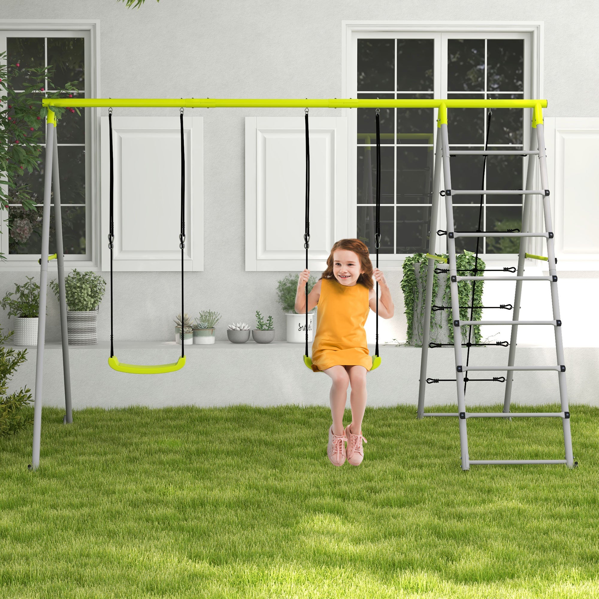 Baloiço para Crianças Verde 260x185x180 cm - Diversão ao Ar Livre Garantida!