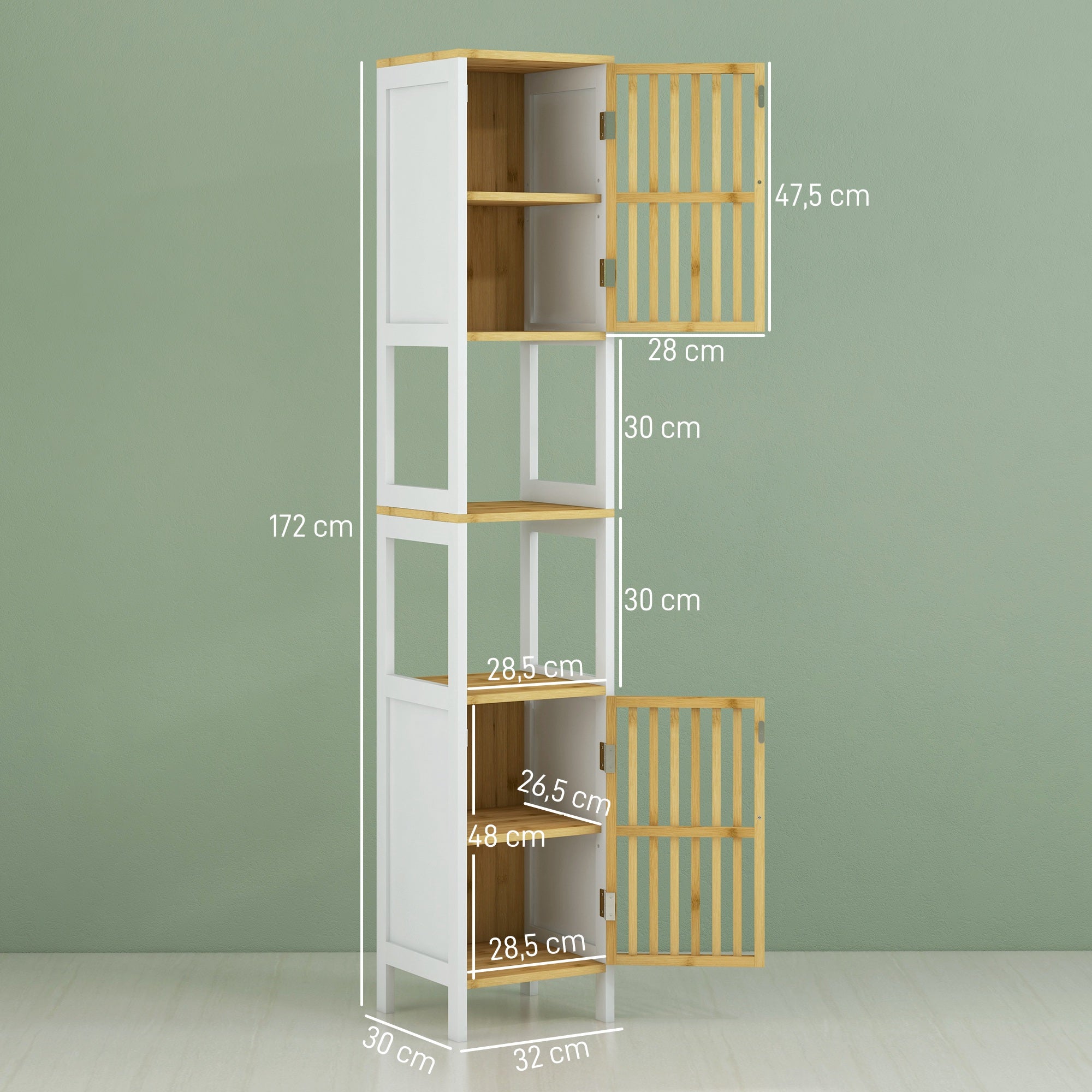 Coluna de Casa de Banho Alto Branco 32x30x172 cm