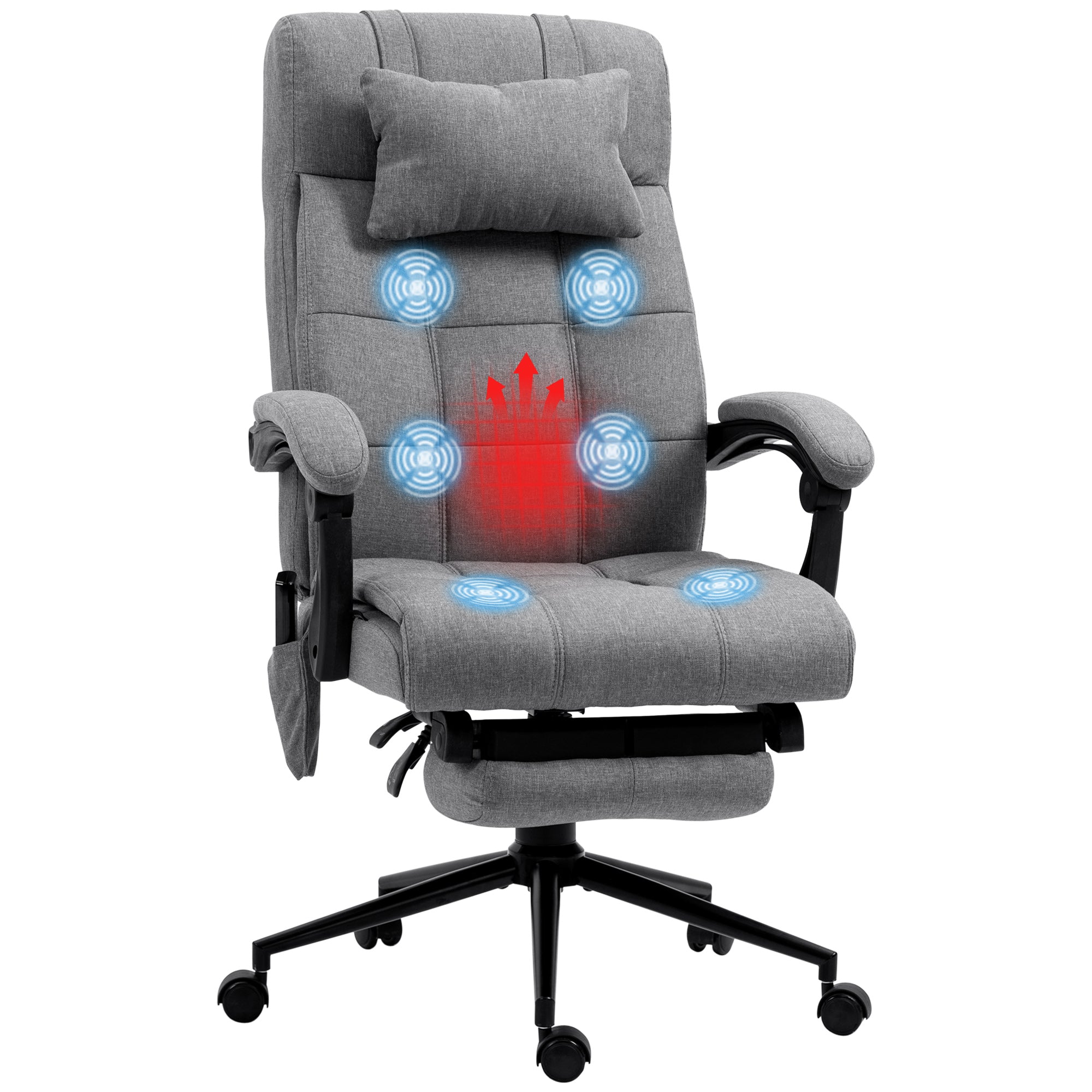 Cadeira de Escritório Reclinável 155° Cinza 66x76x112-120 cm