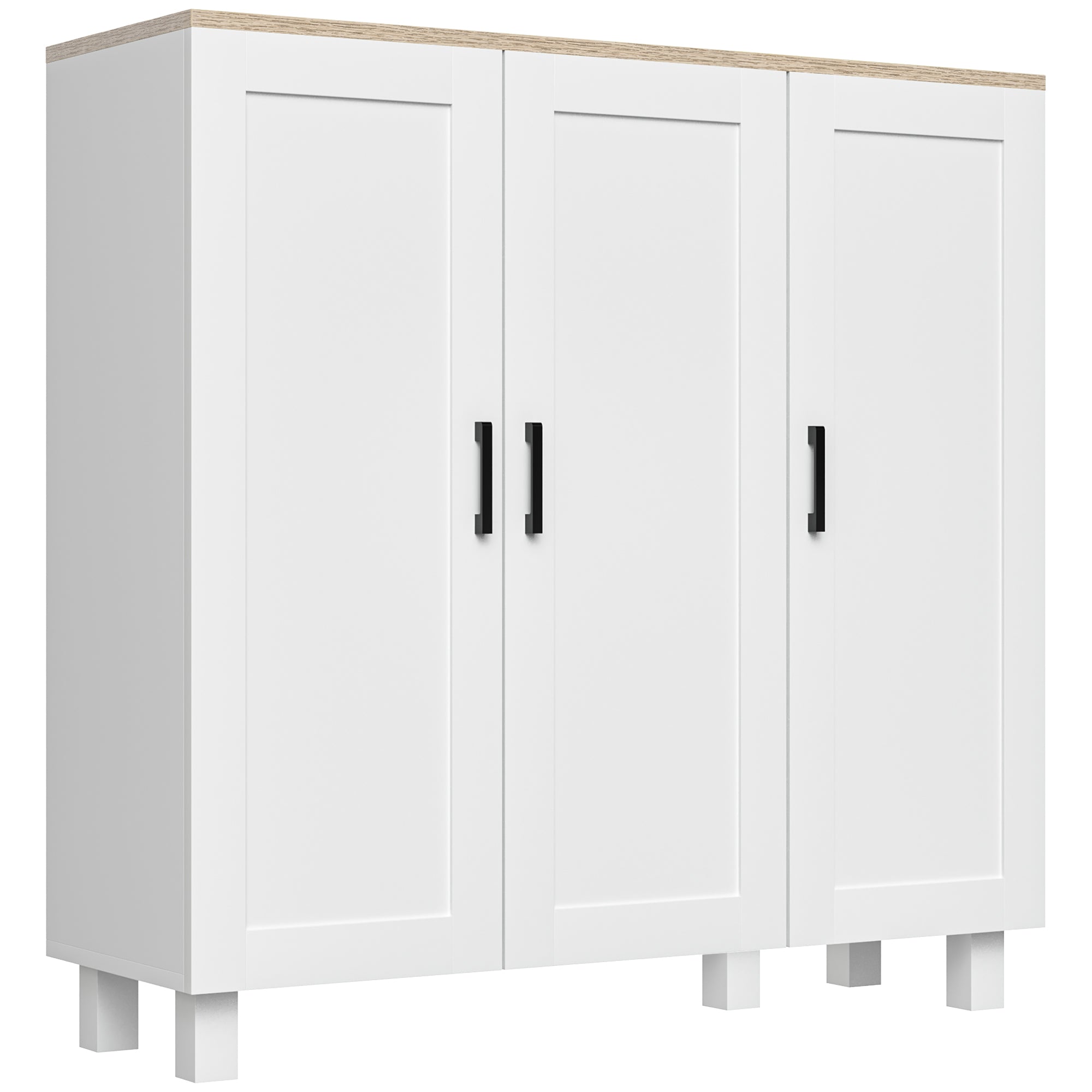 Aparador de Cozinha Estilo Nórdico 90x30x90 cm Branco e Madeira