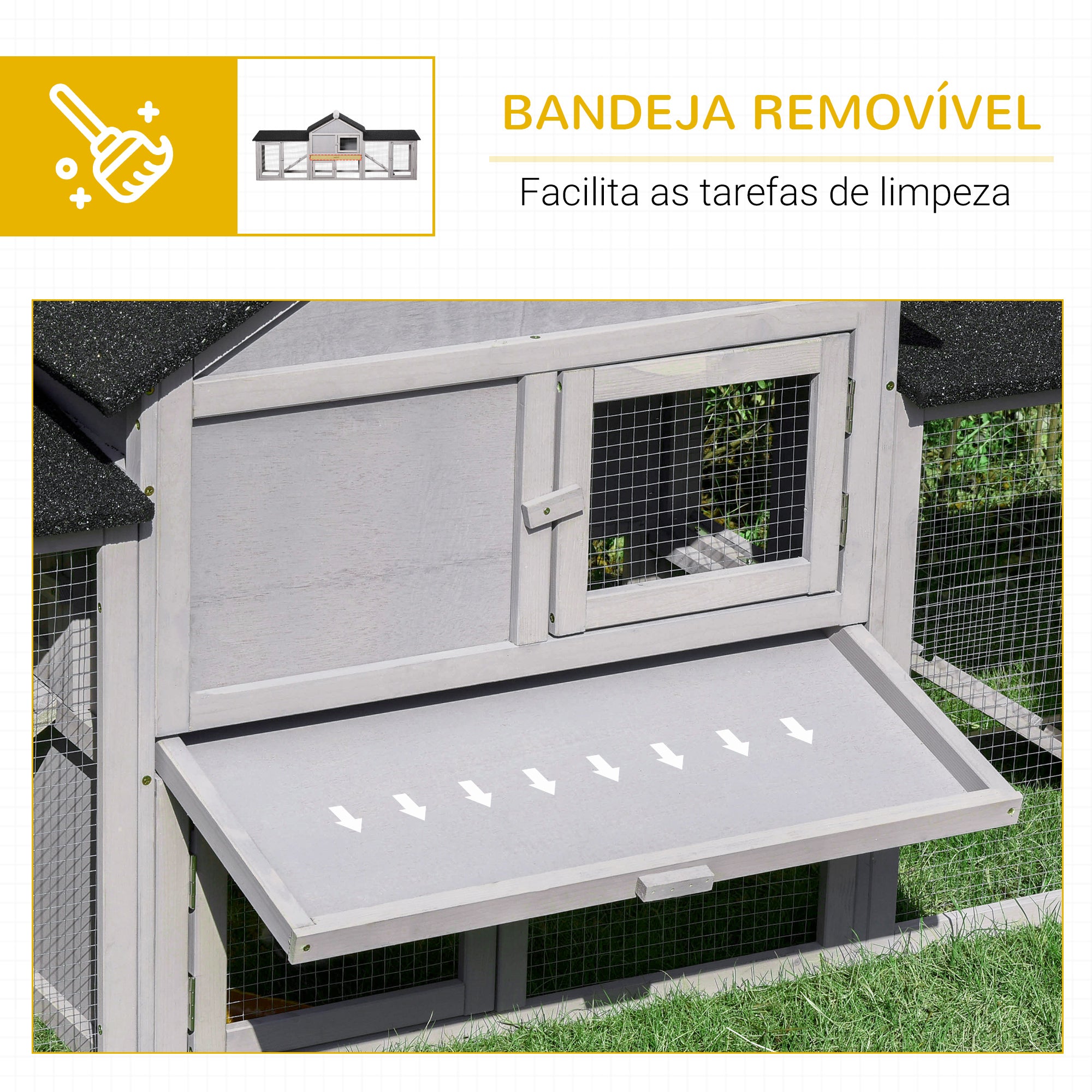 Coelheira Grande de Madeira – 210x45.5x84.5cm – Cinza e Preto