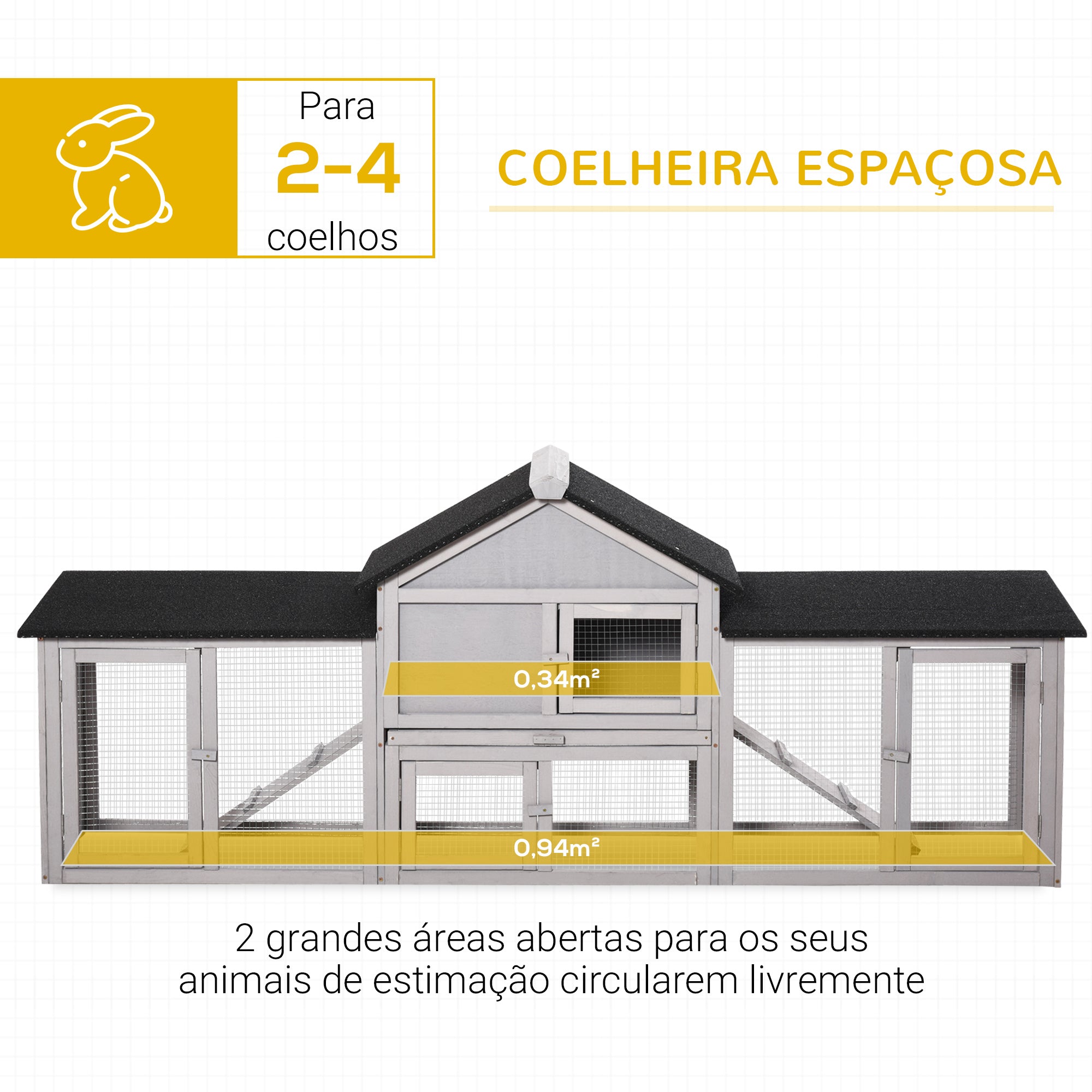 Coelheira Grande de Madeira – 210x45.5x84.5cm – Cinza e Preto