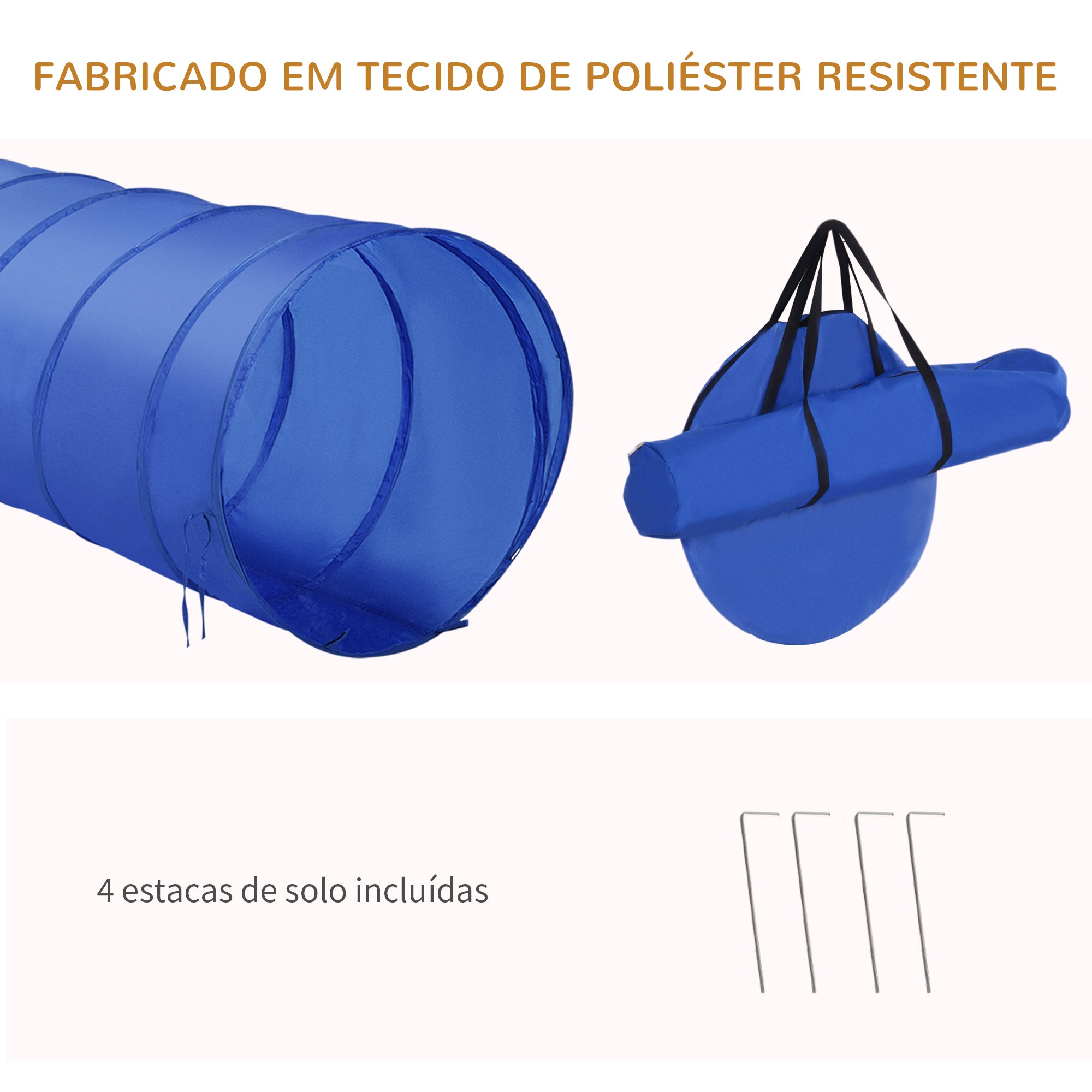 Conjunto de Treino de Agilidade para Cães – 148xØ60 cm – Azul e Amarelo – Plástico