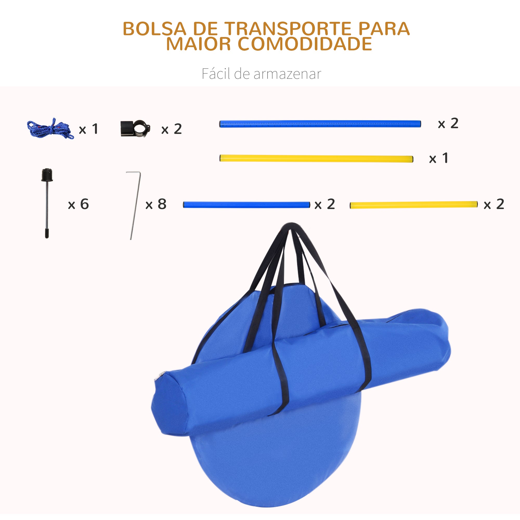 Conjunto de Treino de Agilidade para Cães – 148xØ60 cm – Azul e Amarelo – Plástico