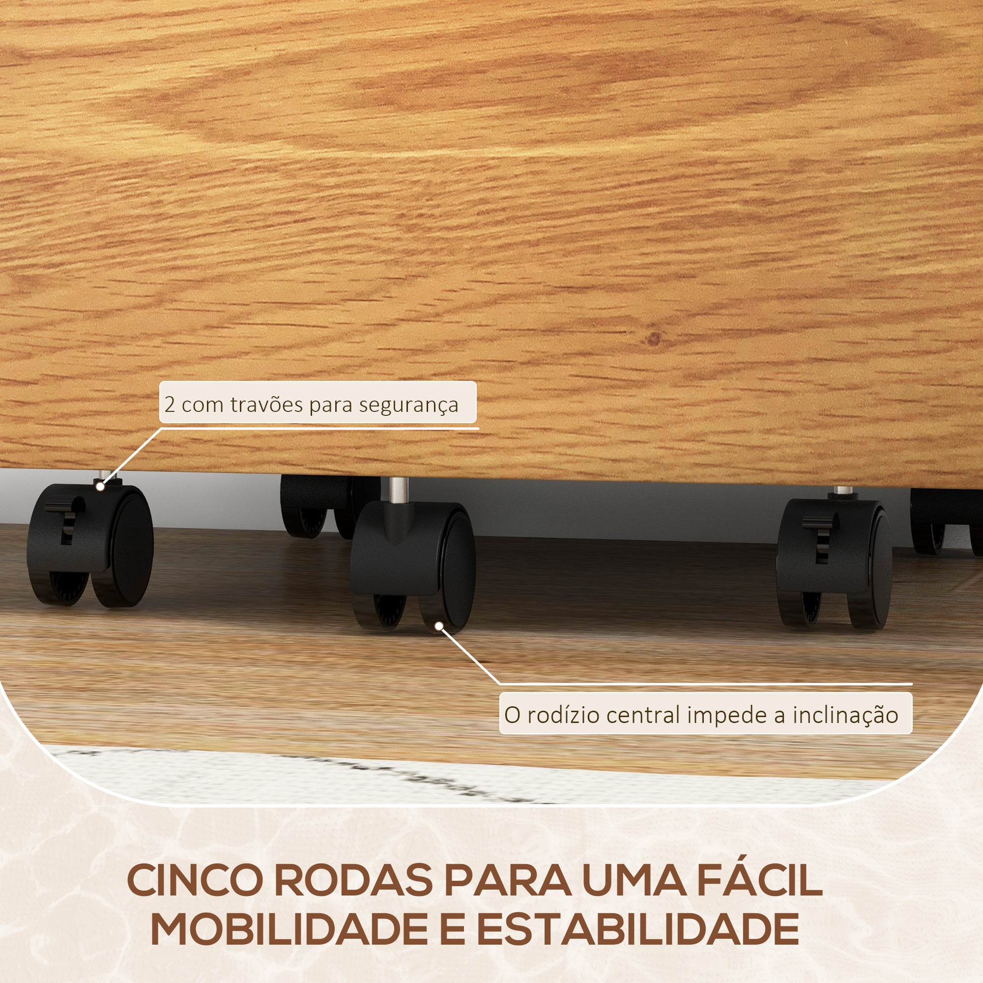 Bloco de Gavetas para Escritório 42x40x60 cm Branco e Madeira Natural