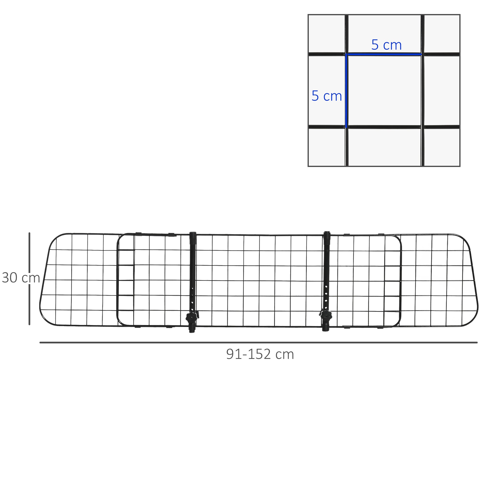Grade de Segurança para Cães – 91-152x30cm – Preto – Metal e plástico