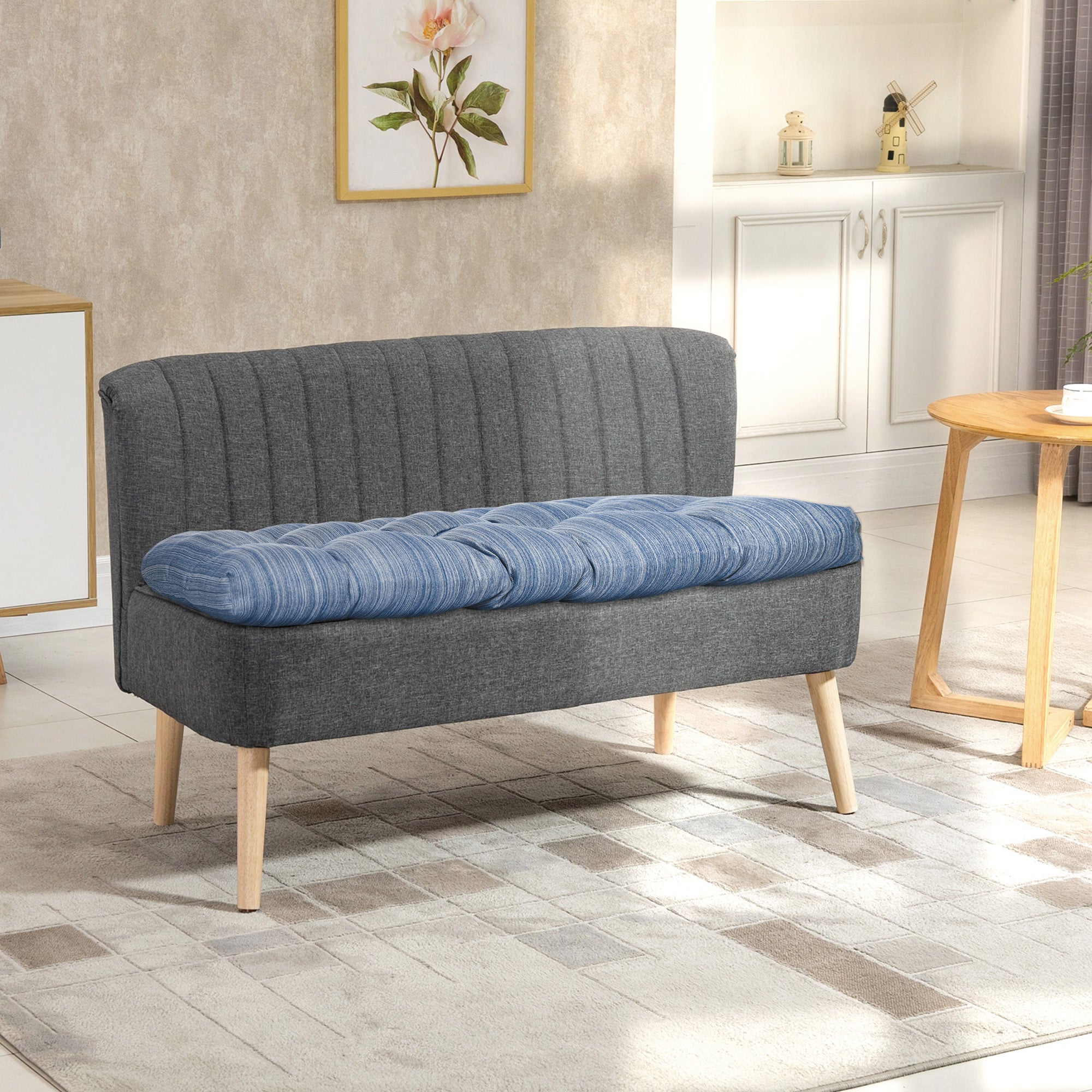 Almofada para Bancos de Jardim 110x48x8cm Azul