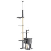 Arranhador para Gatos com Altura Ajustável 230-280cm e Cor Cinza Claro