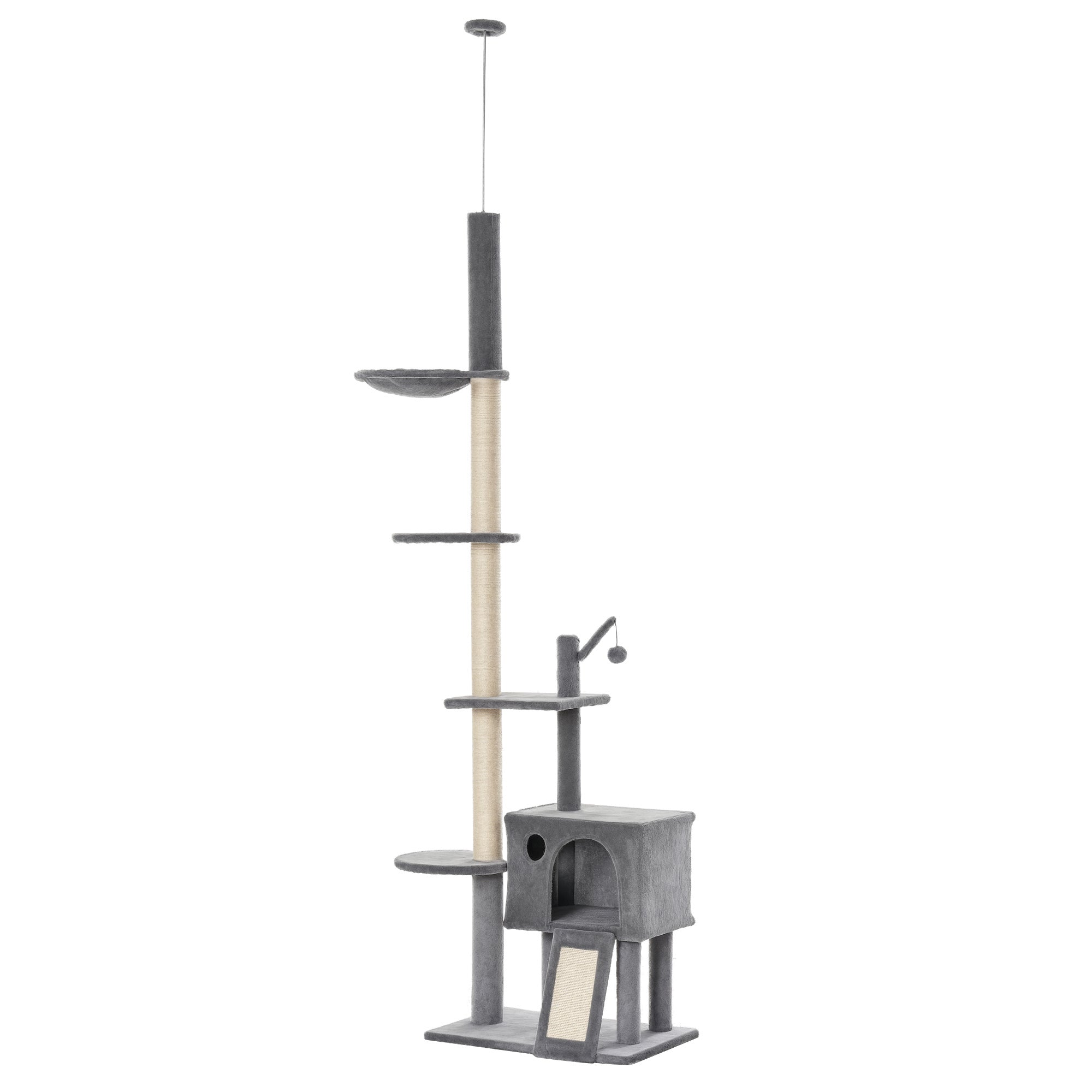 Arranhador para Gatos com Altura Ajustável 230-280cm e Cor Cinza Claro