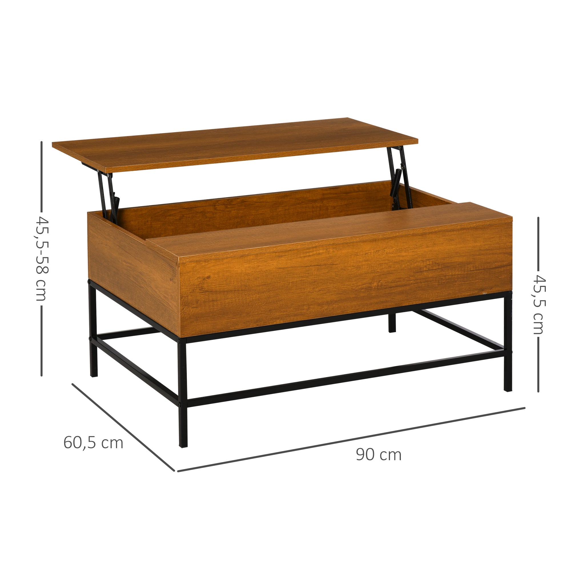 Mesa de Centro Elevável Teca 90x60,5x45,5cm
