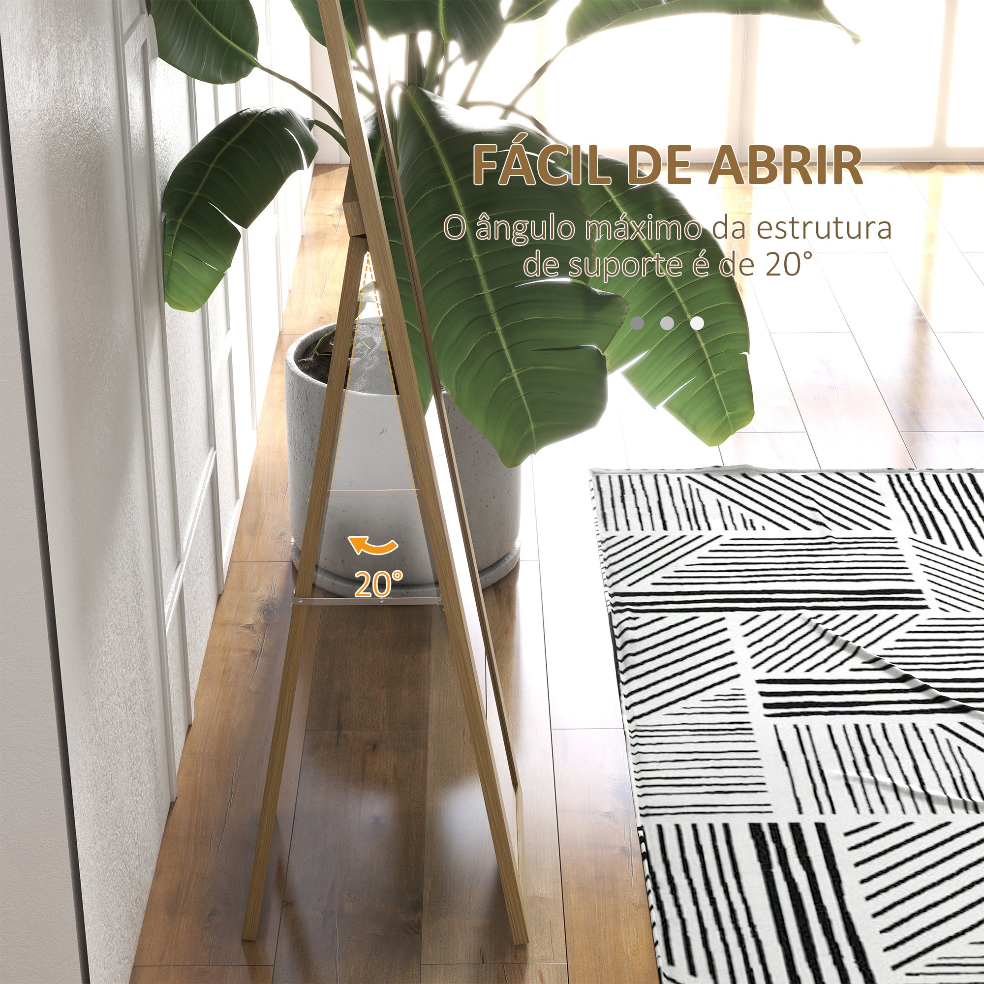 Espelho de Corpo Inteiro – 37x155 cm – Cor de Madeira Natural – MDF e Vidro