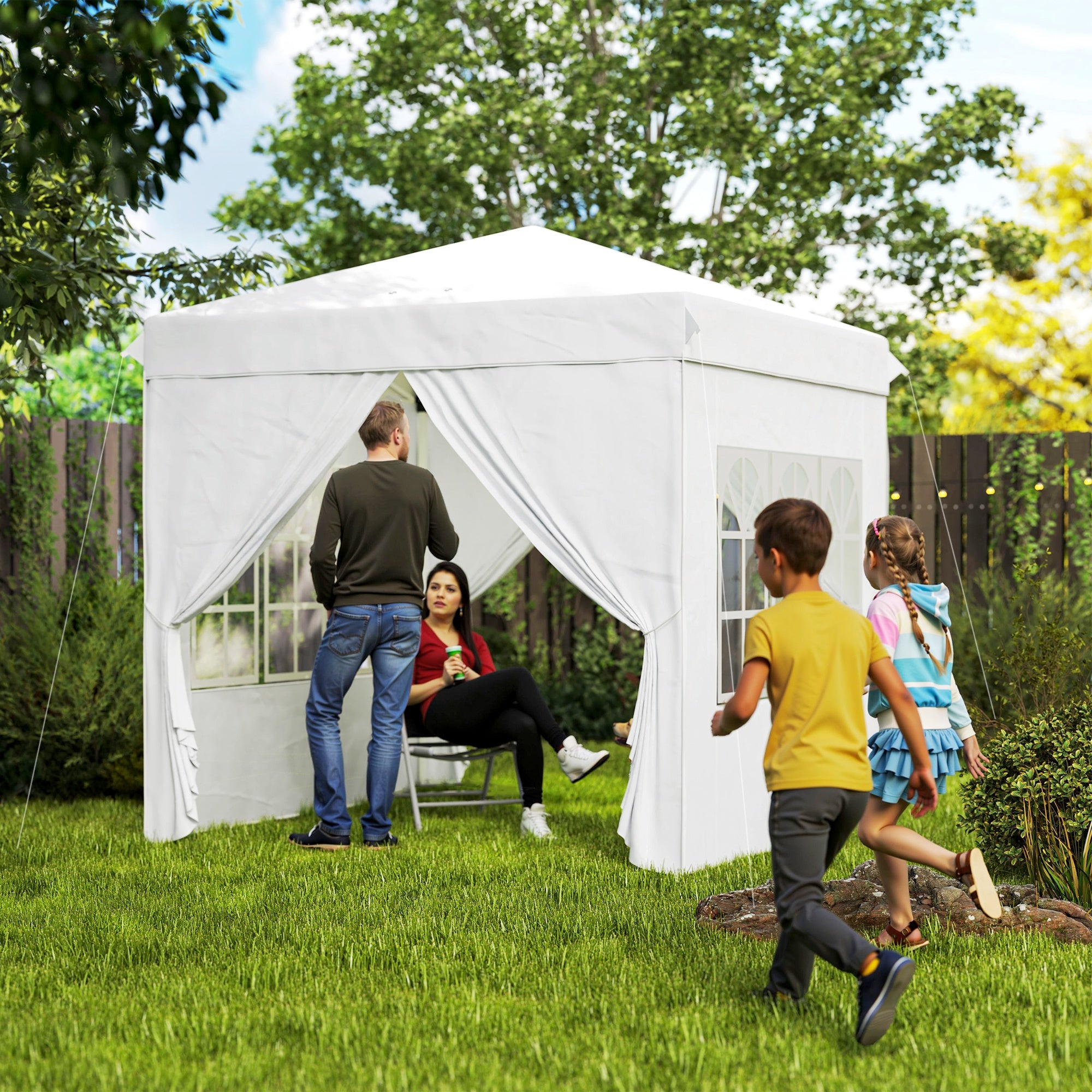 Tenda Dobrável Pop-Up 248x248x270 cm Cor Branco