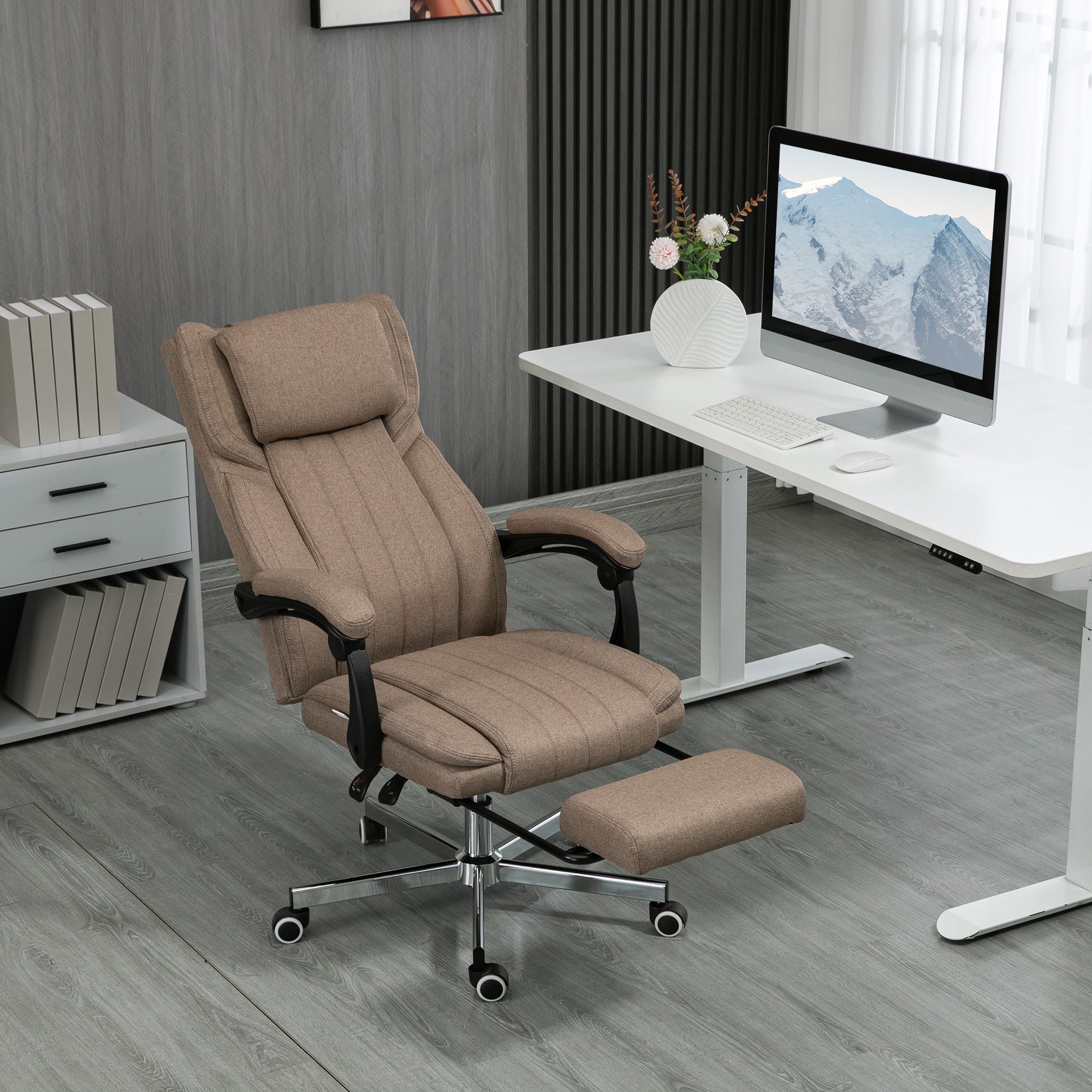 Cadeira de Escritório com Massagem Vibratória Marrom 65x61x113 cm