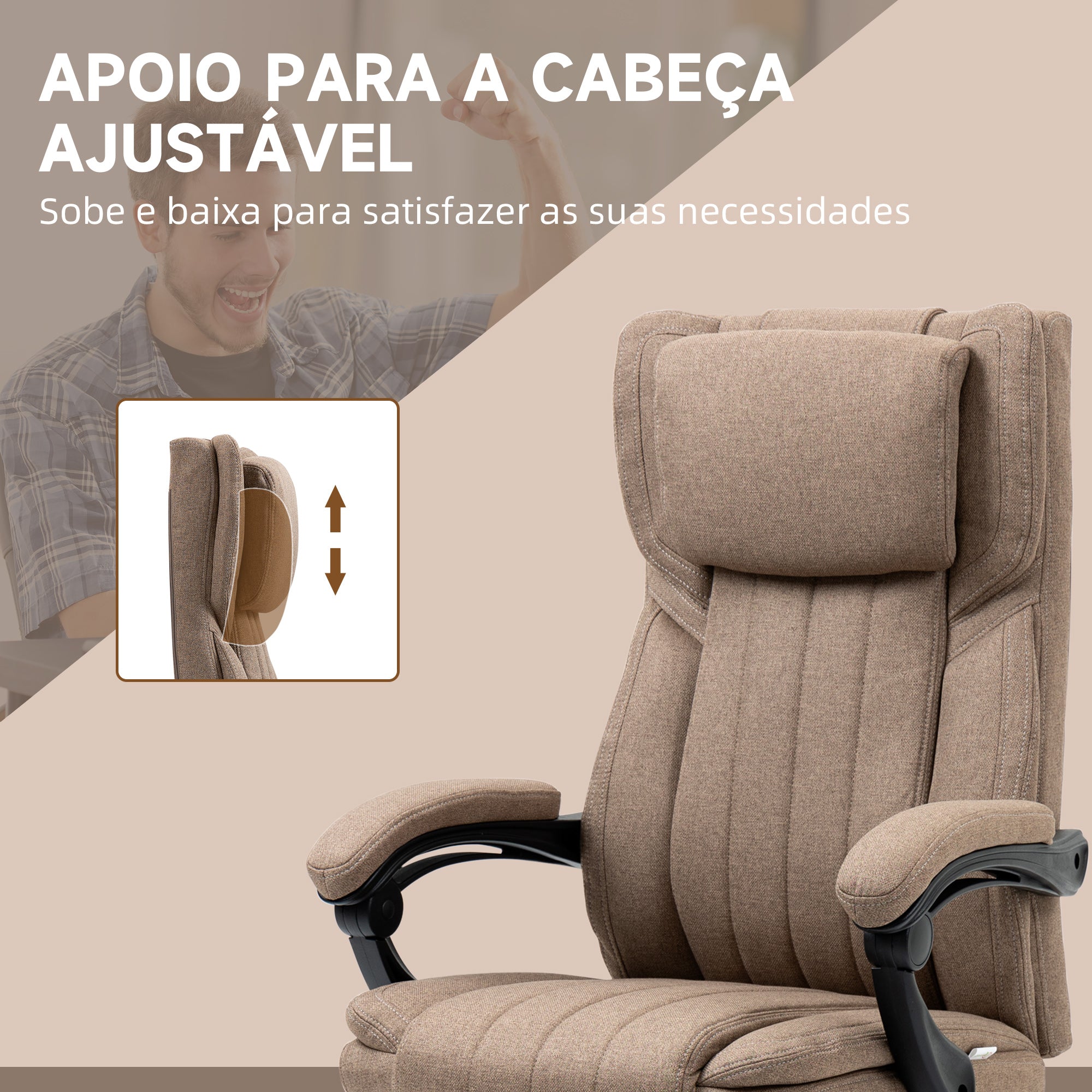Cadeira de Escritório com Massagem Vibratória Marrom 65x61x113 cm