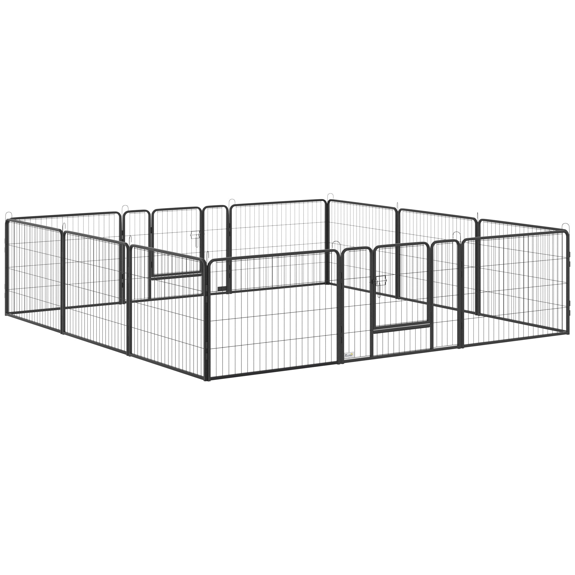 Parque para Cães 80x60 cm Preto - Recinto Modular com 2 Portas