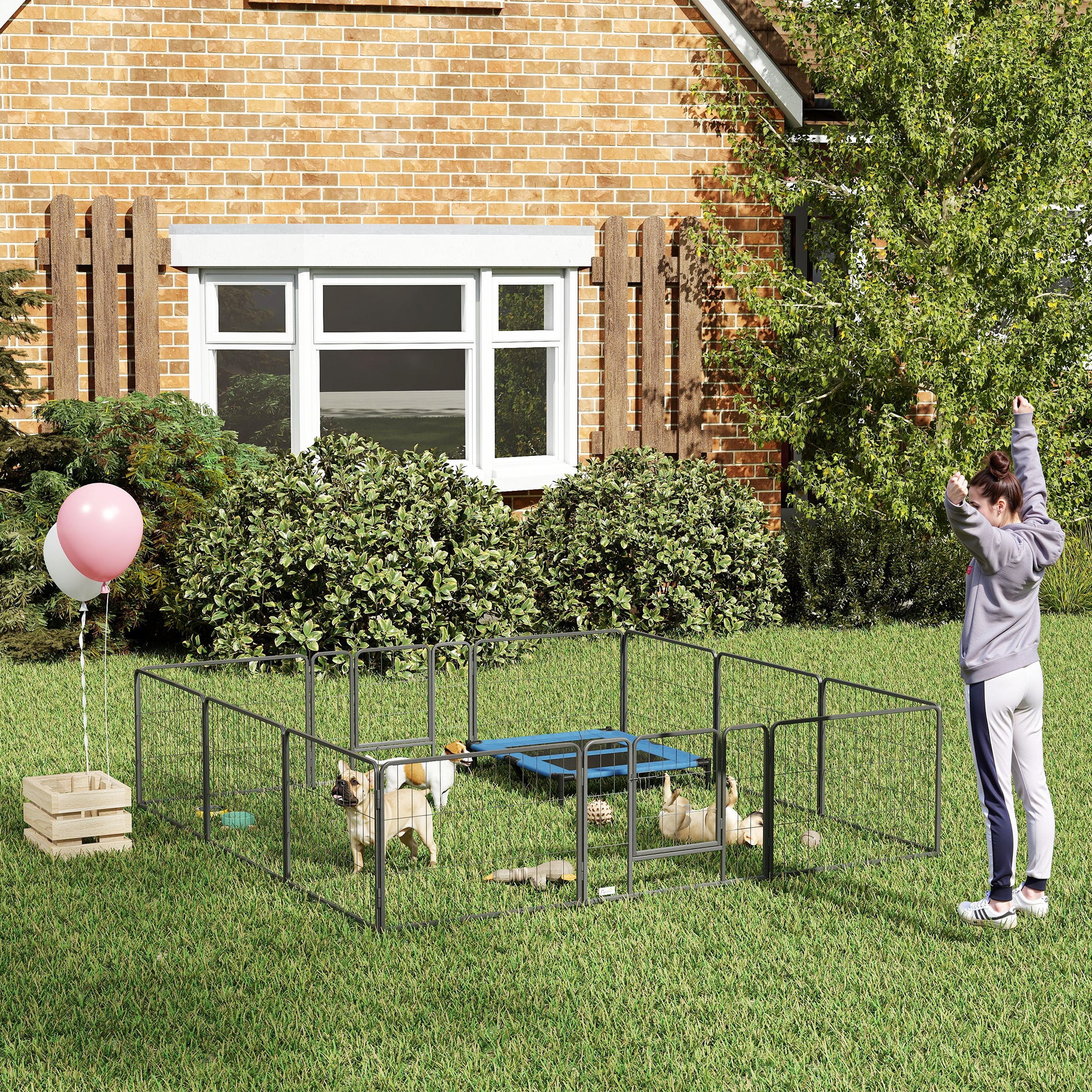 Parque para Cães 80x60 cm Preto - Recinto Modular com 2 Portas