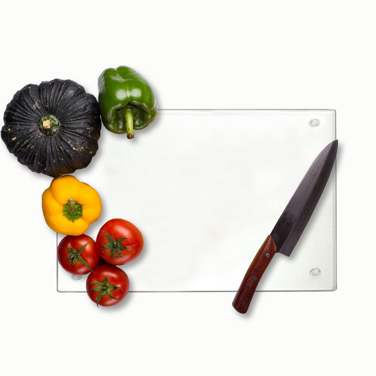 Tábua de corte em vidro temperado – 25 x 35 cm – multicolorido